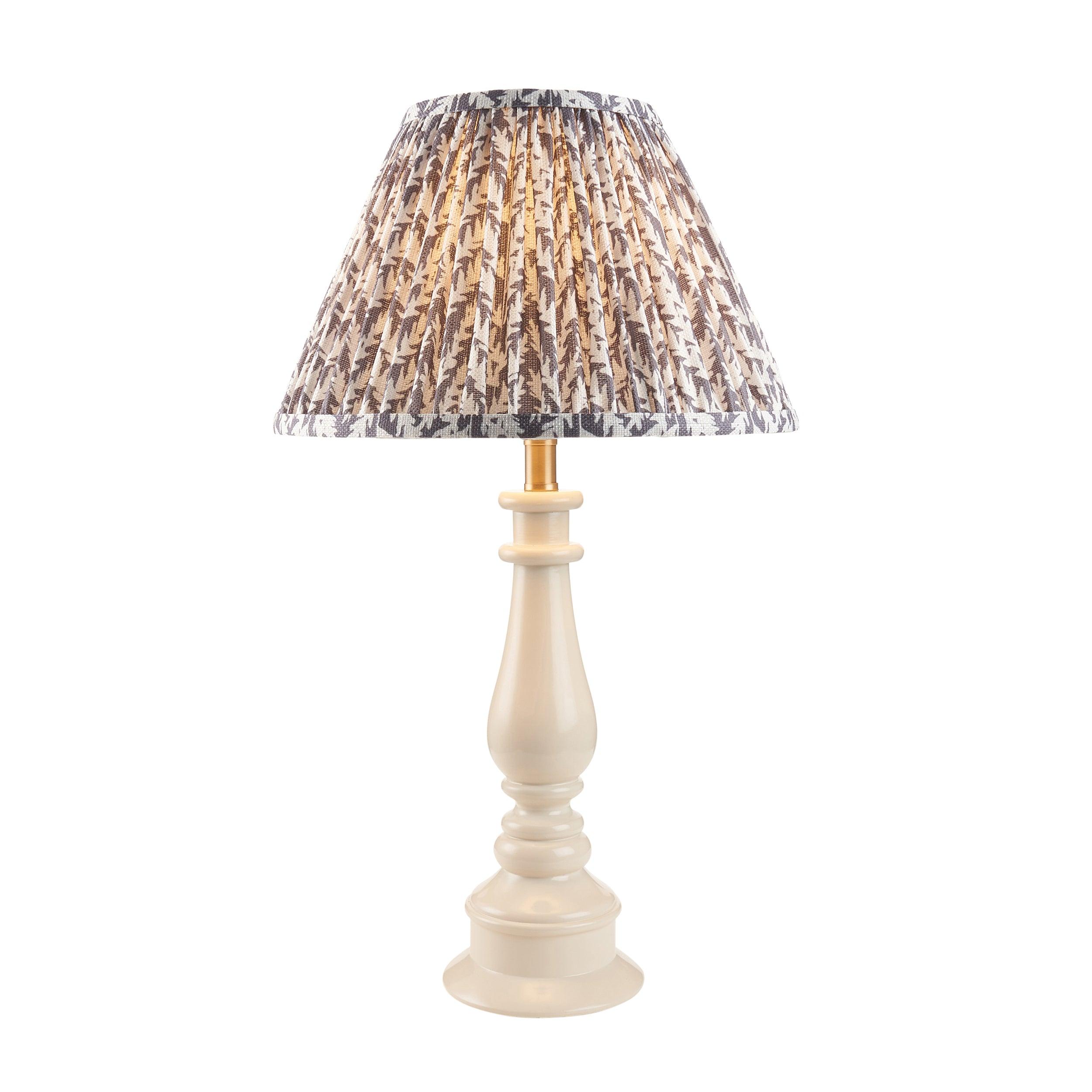 Myrtle White Table Lamp & Leaf 30cm Pearl Grey Shade