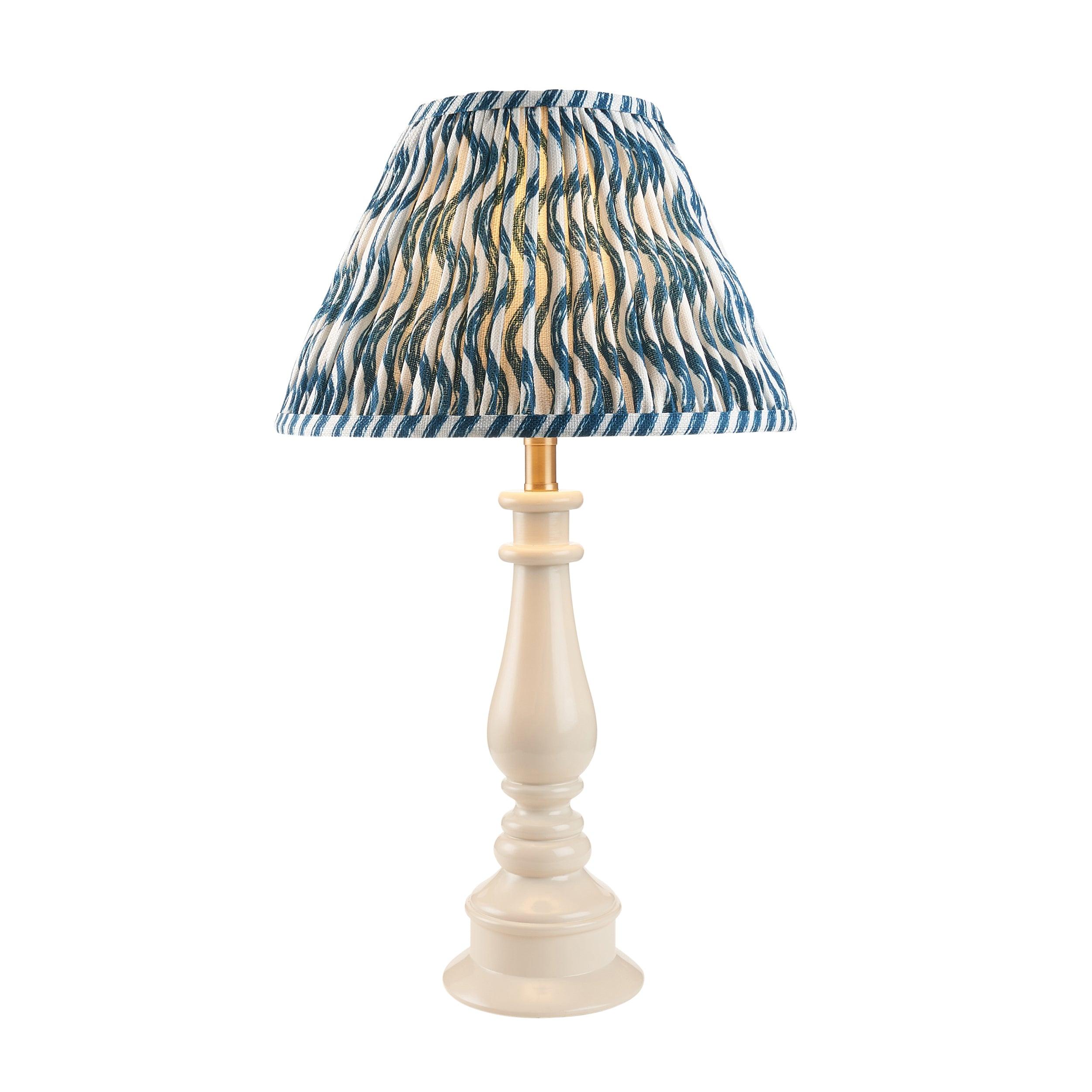 Myrtle White Table Lamp & Ripple 30cm Marlin Blue Shade