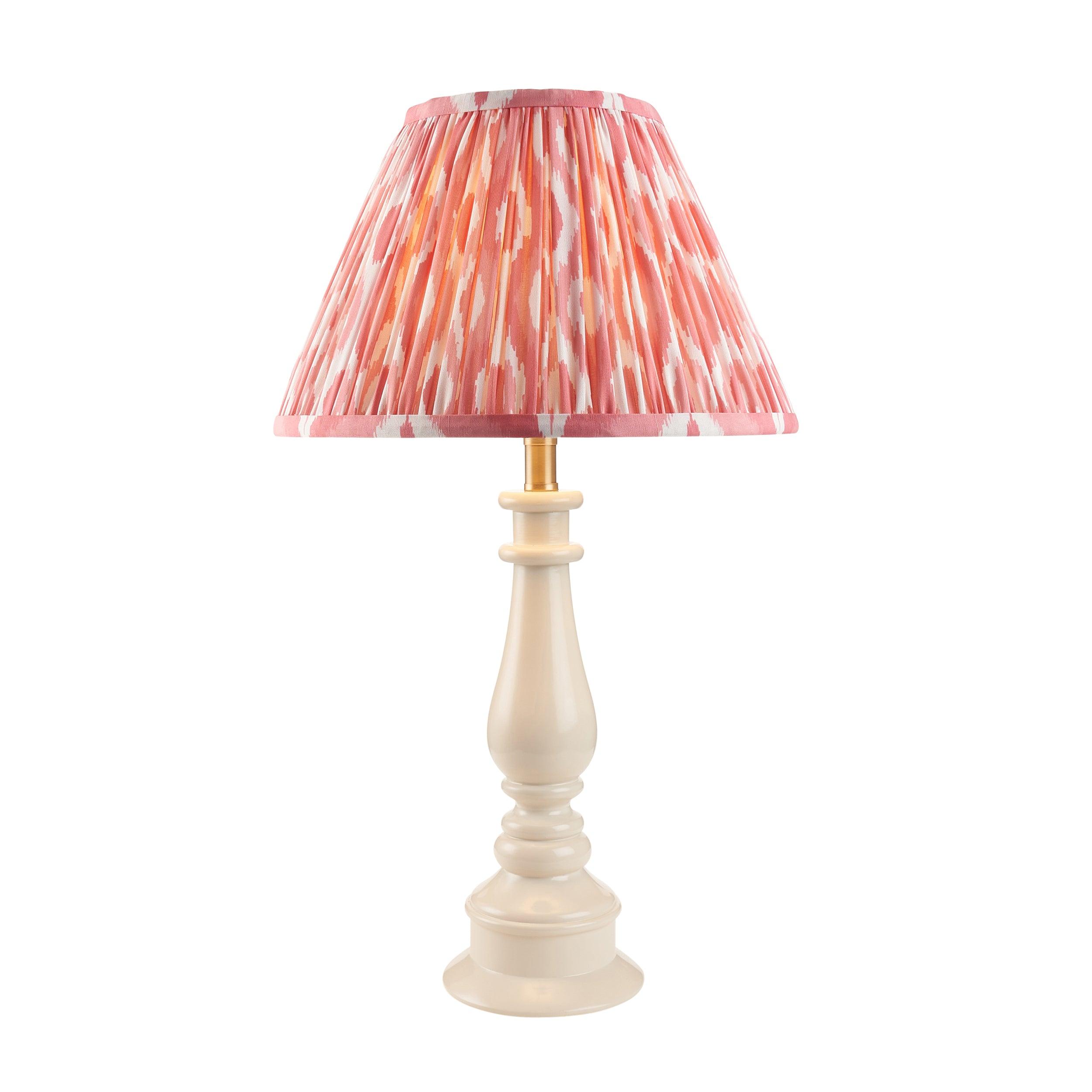 Myrtle White Table Lamp & Ikat 30cm Coral Pink Shade
