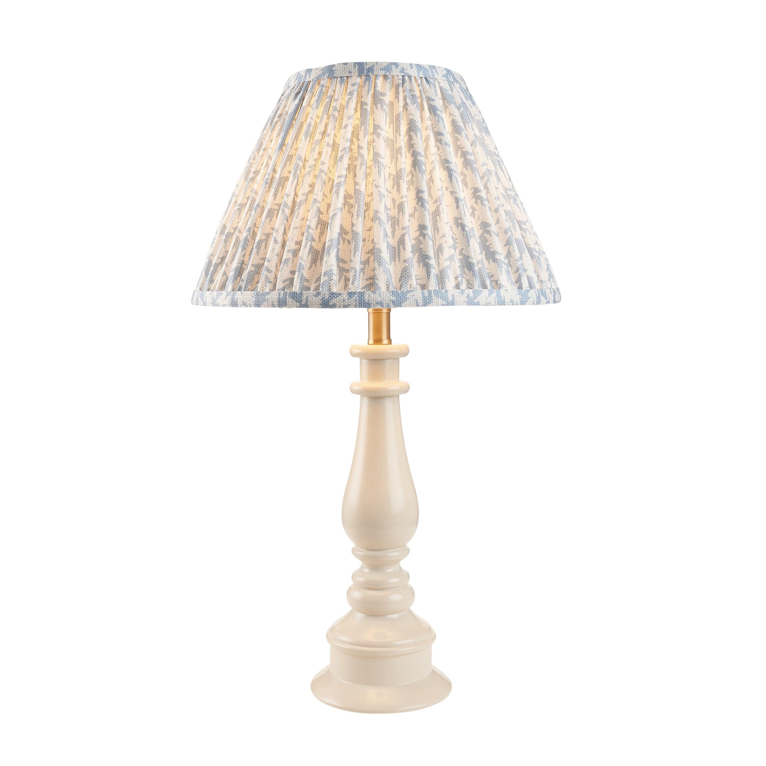 Myrtle White Table Lamp & Leaf 30cm Shell Bay Blue Shade