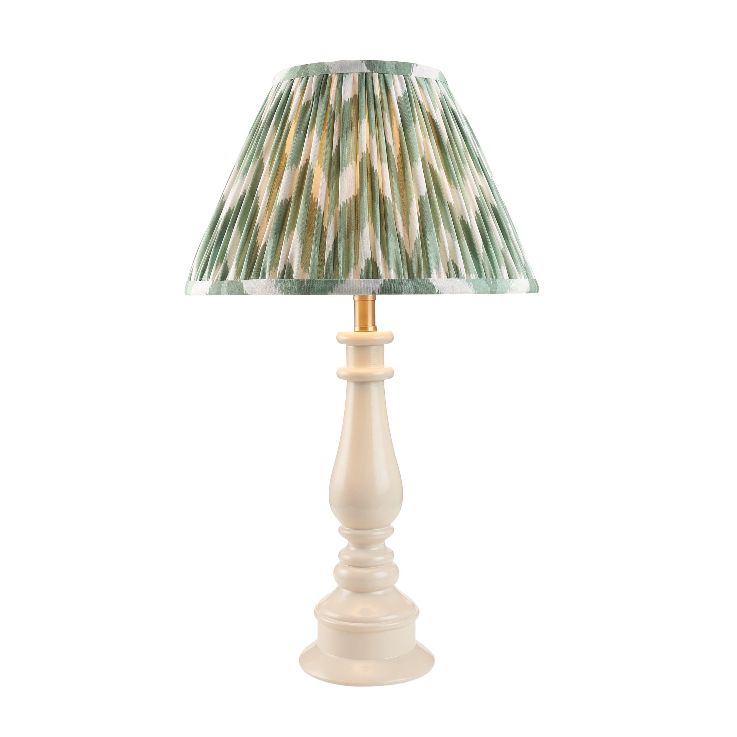 Myrtle White Table Lamp & Zigzag 30cm Cotswold Green Shade