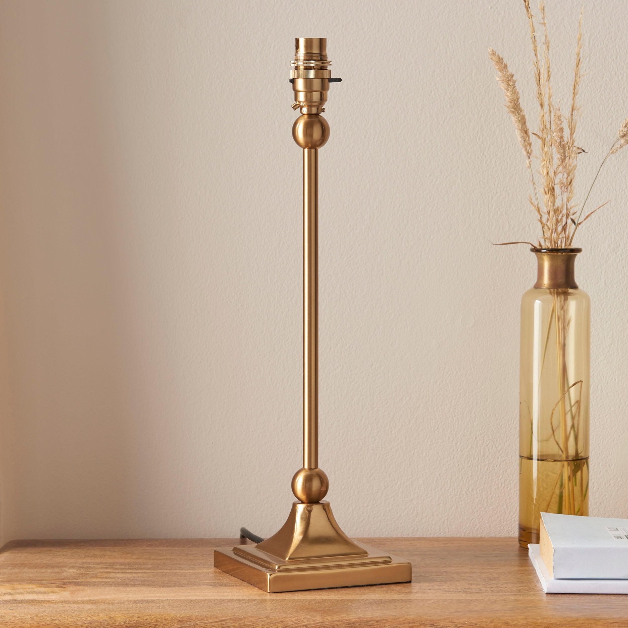 Santiago Brass Table Lamp With Blue Ripple Shade