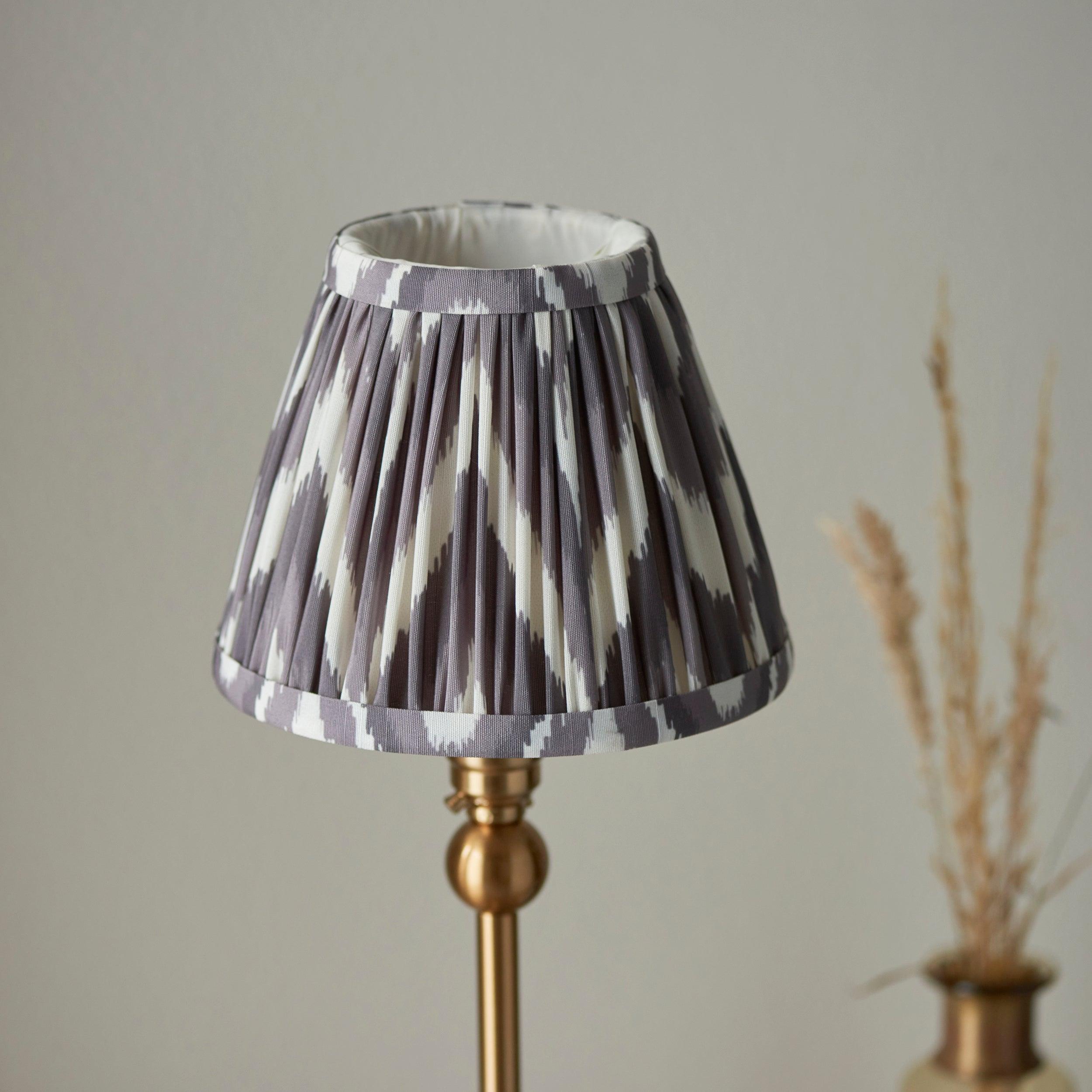 Santiago Brass Table Lamp With Grey Zigzag Shade