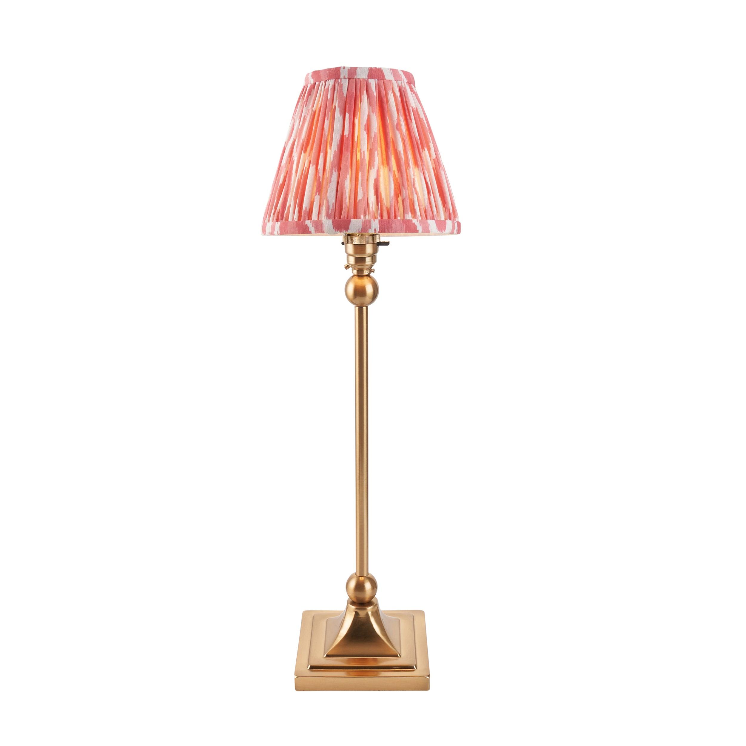Santiago Brass Table Lamp With Pink Ikat Shade