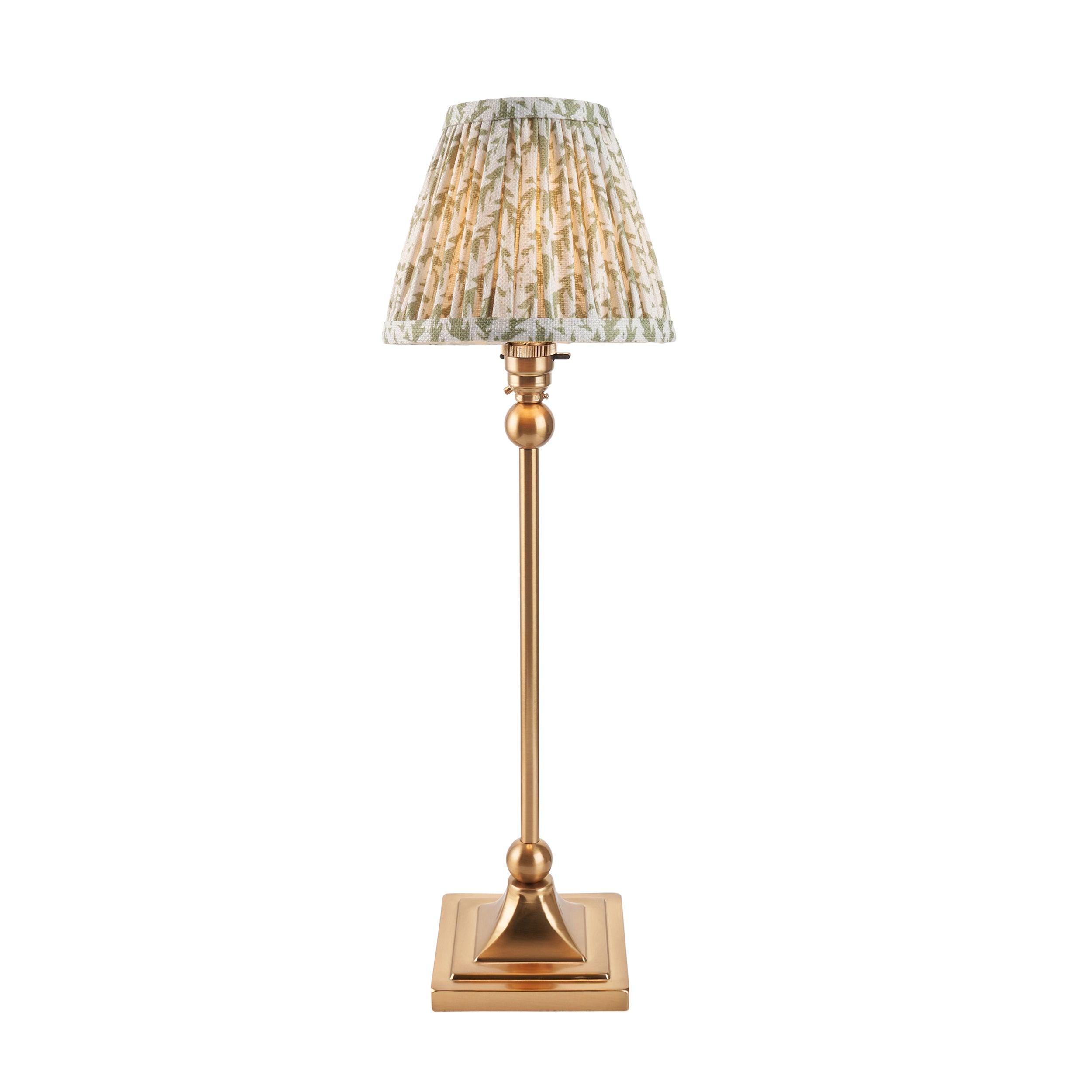 Santiago Brass Table Lamp With Green Leaf Shade