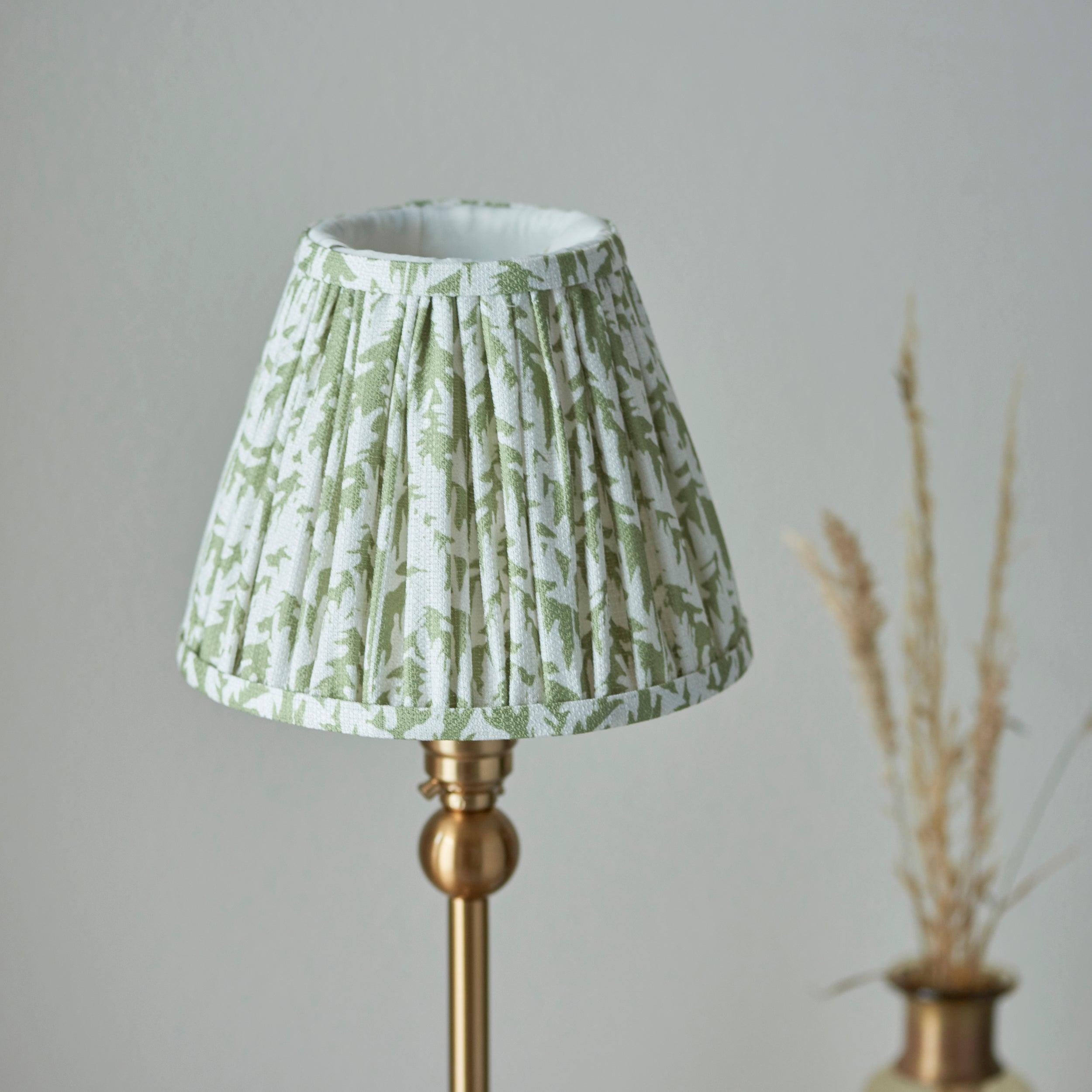 Santiago Brass Table Lamp With Green Leaf Shade