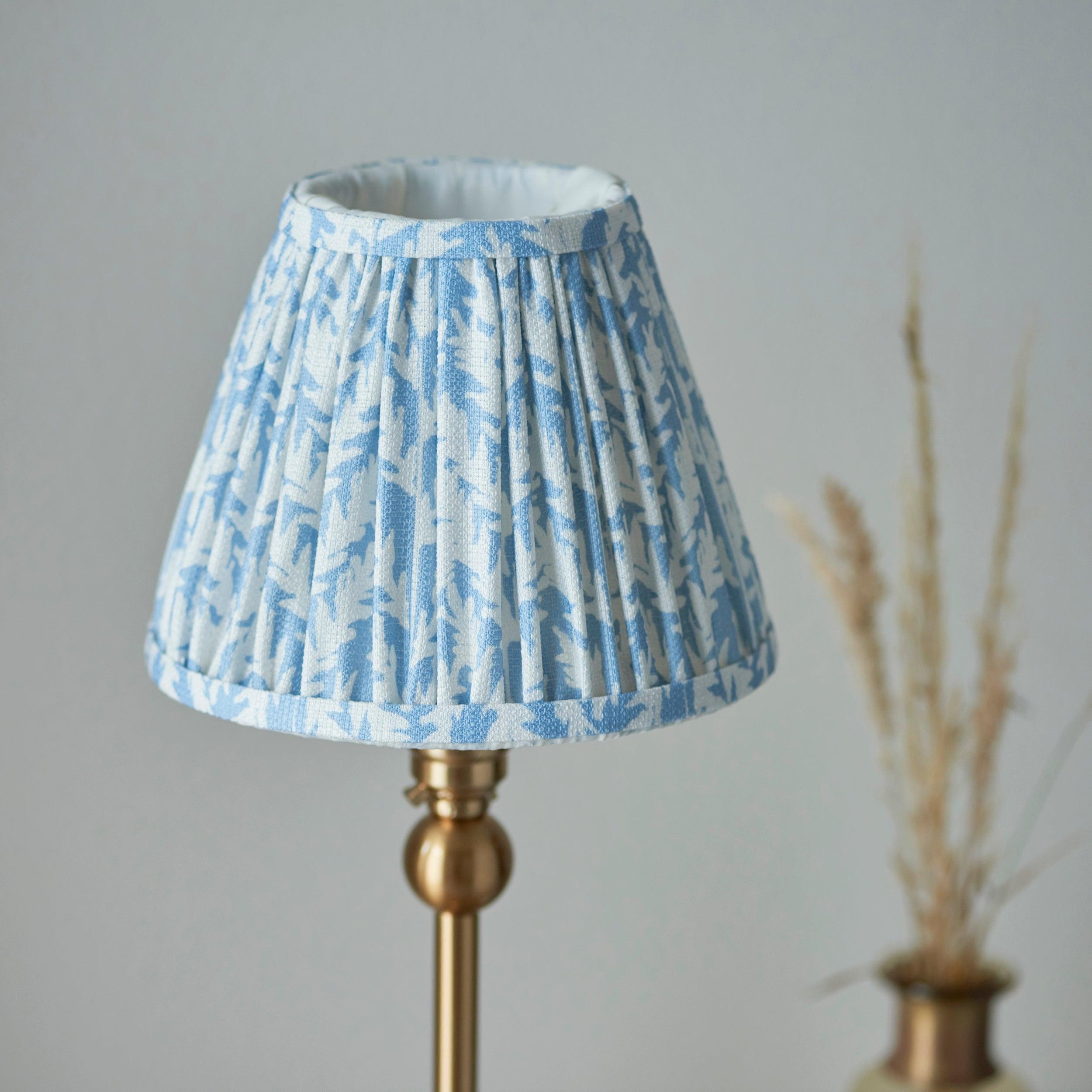 Santiago Brass Table Lamp With Blue Leaf Shade