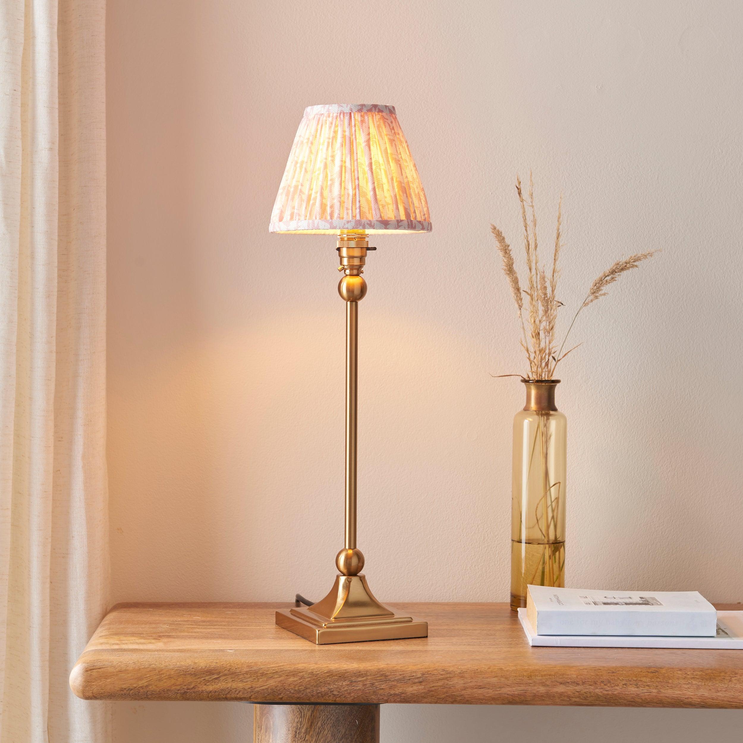 Santiago Brass Table Lamp With Peachy Keen Fabric