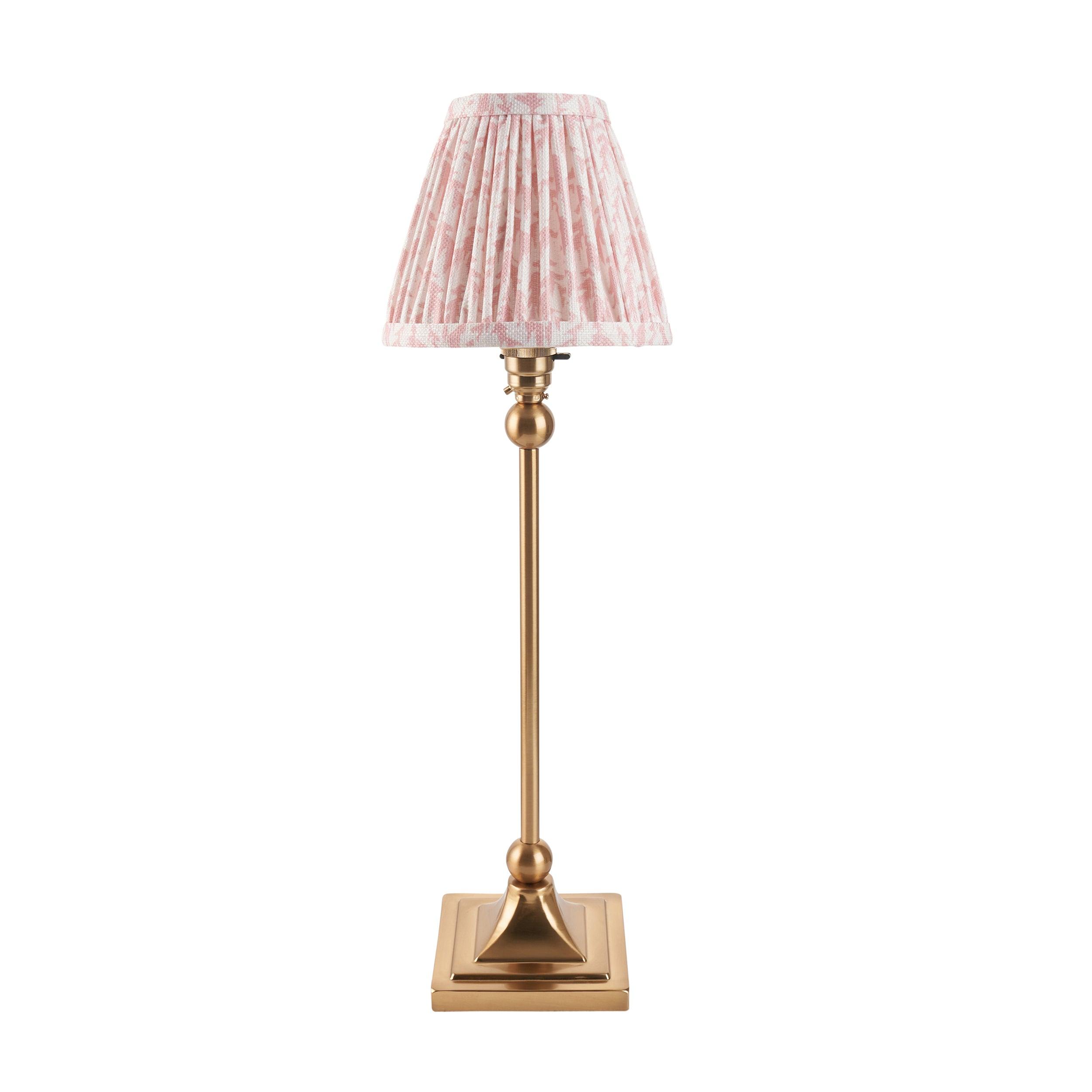 Santiago Brass Table Lamp With Peachy Keen Fabric