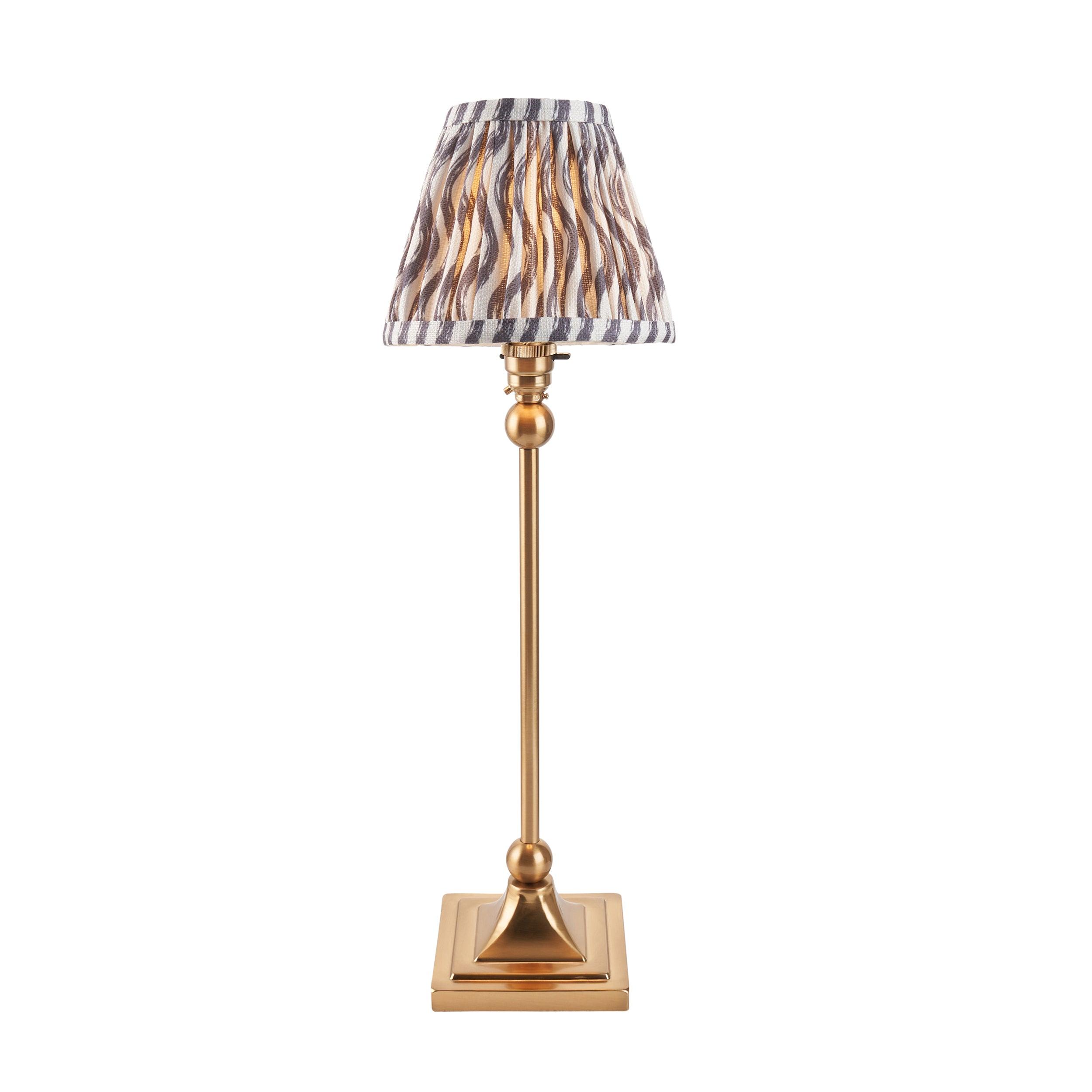 Santiago Brass Table Lamp With Grey Ripple Shade