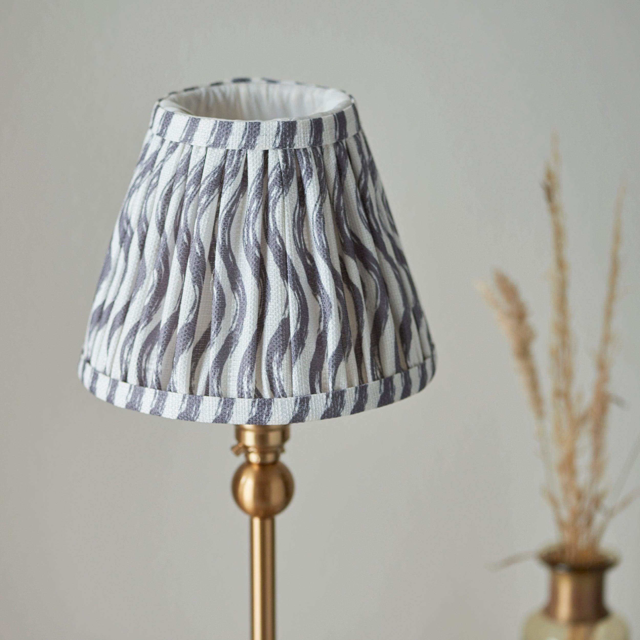 Santiago Brass Table Lamp With Grey Ripple Shade