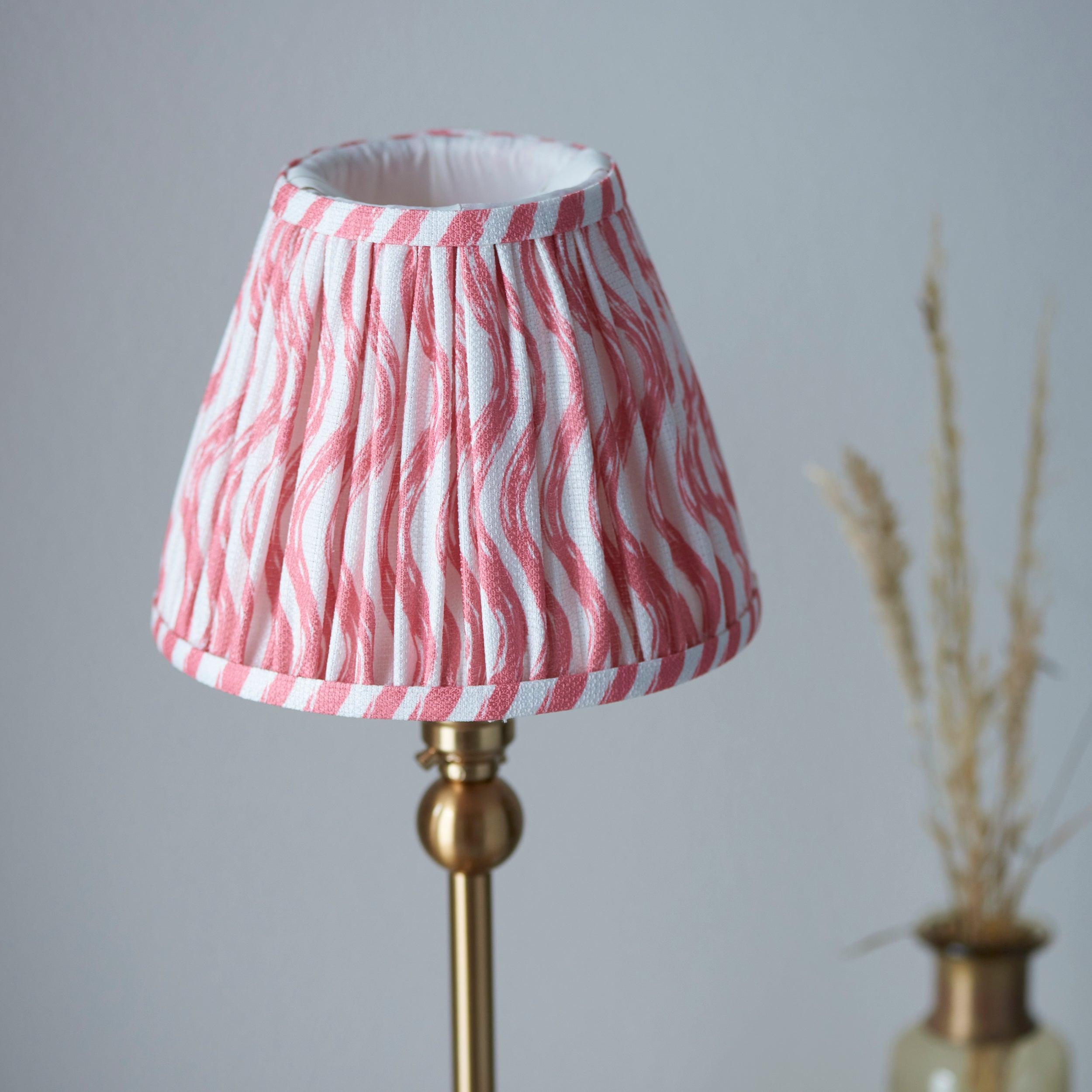 Santiago Brass Table Lamp With Pink Ripple Shade