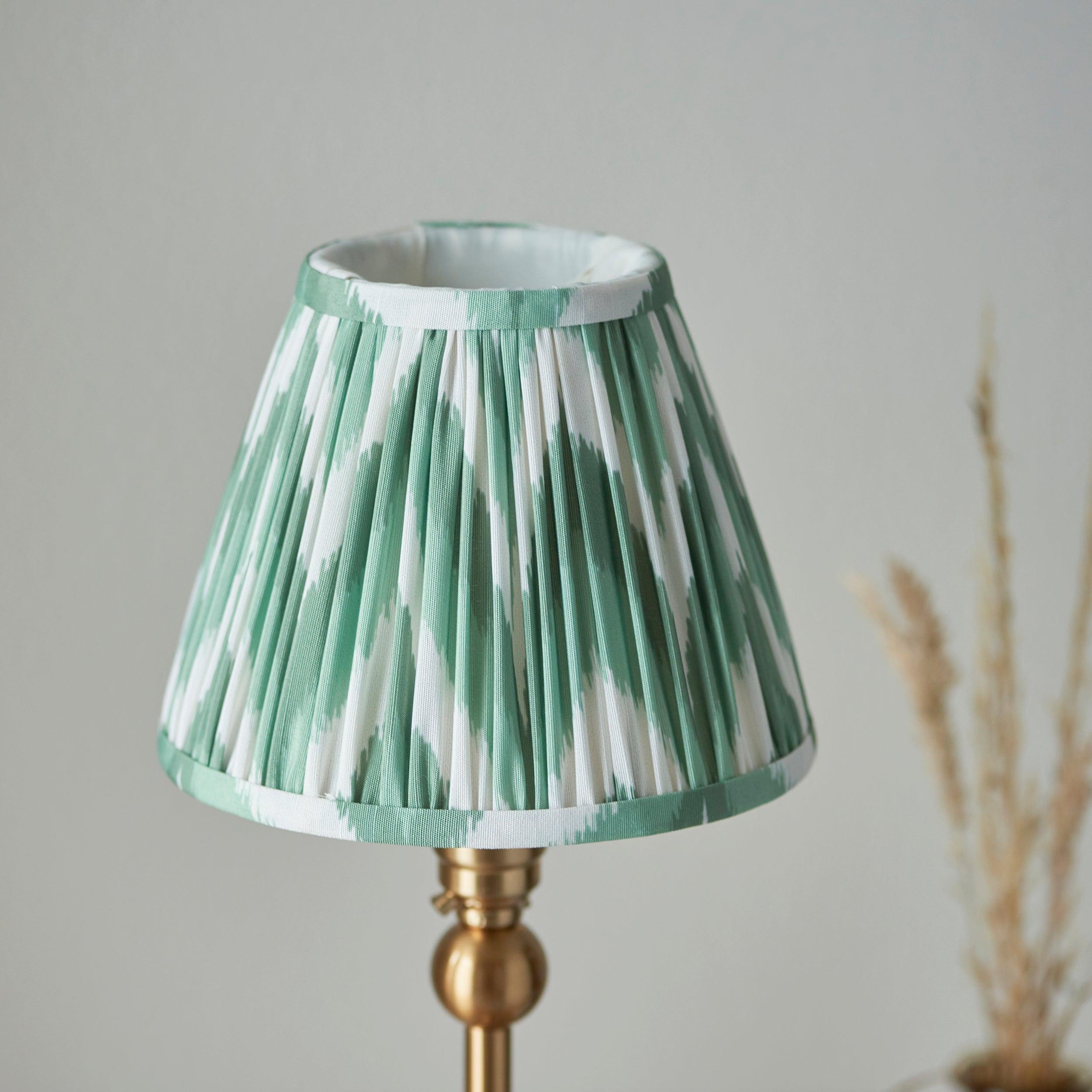 Santiago Brass Table Lamp With Green Zigzag Shade
