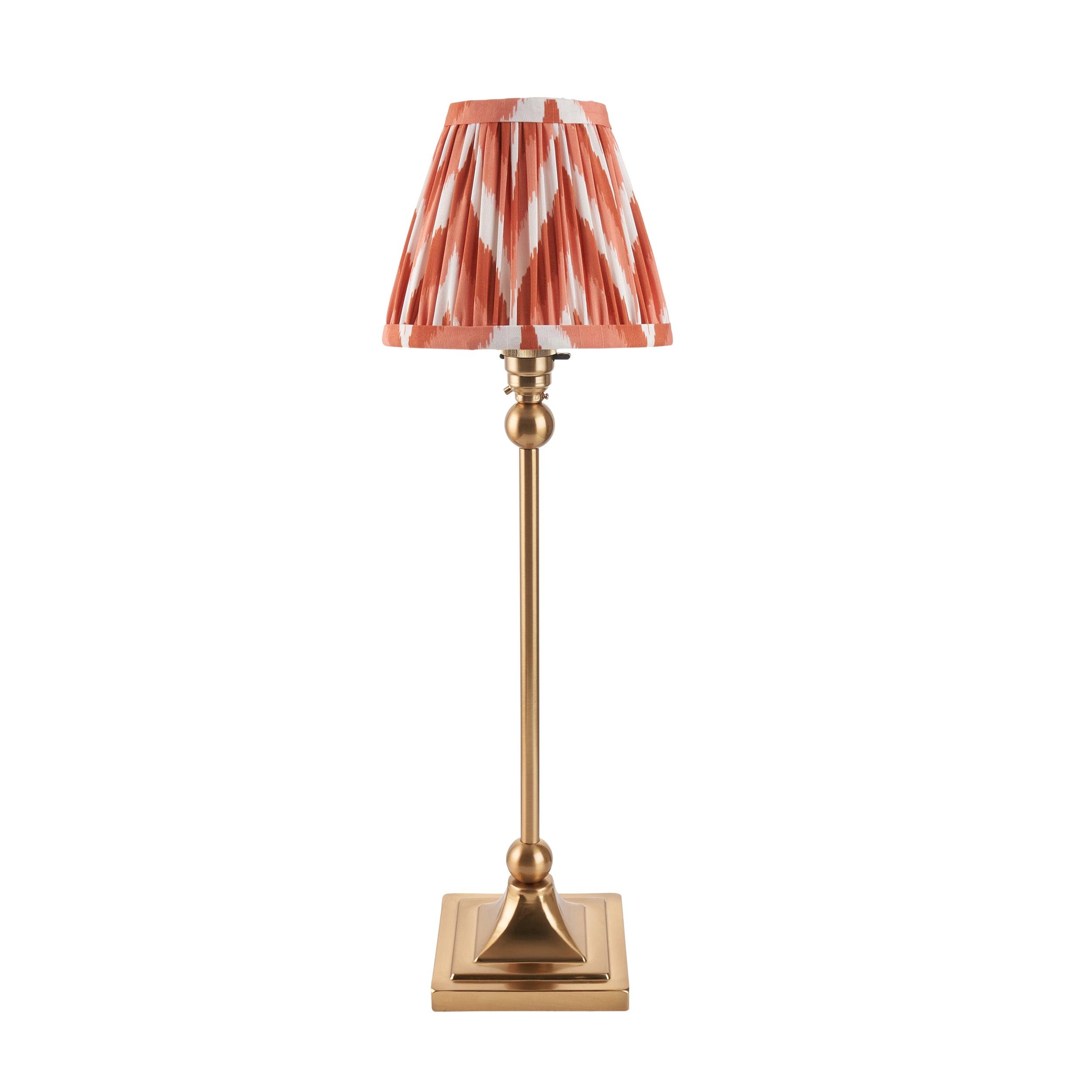 Santiago Brass Table Lamp With Orange Zigzag Shade