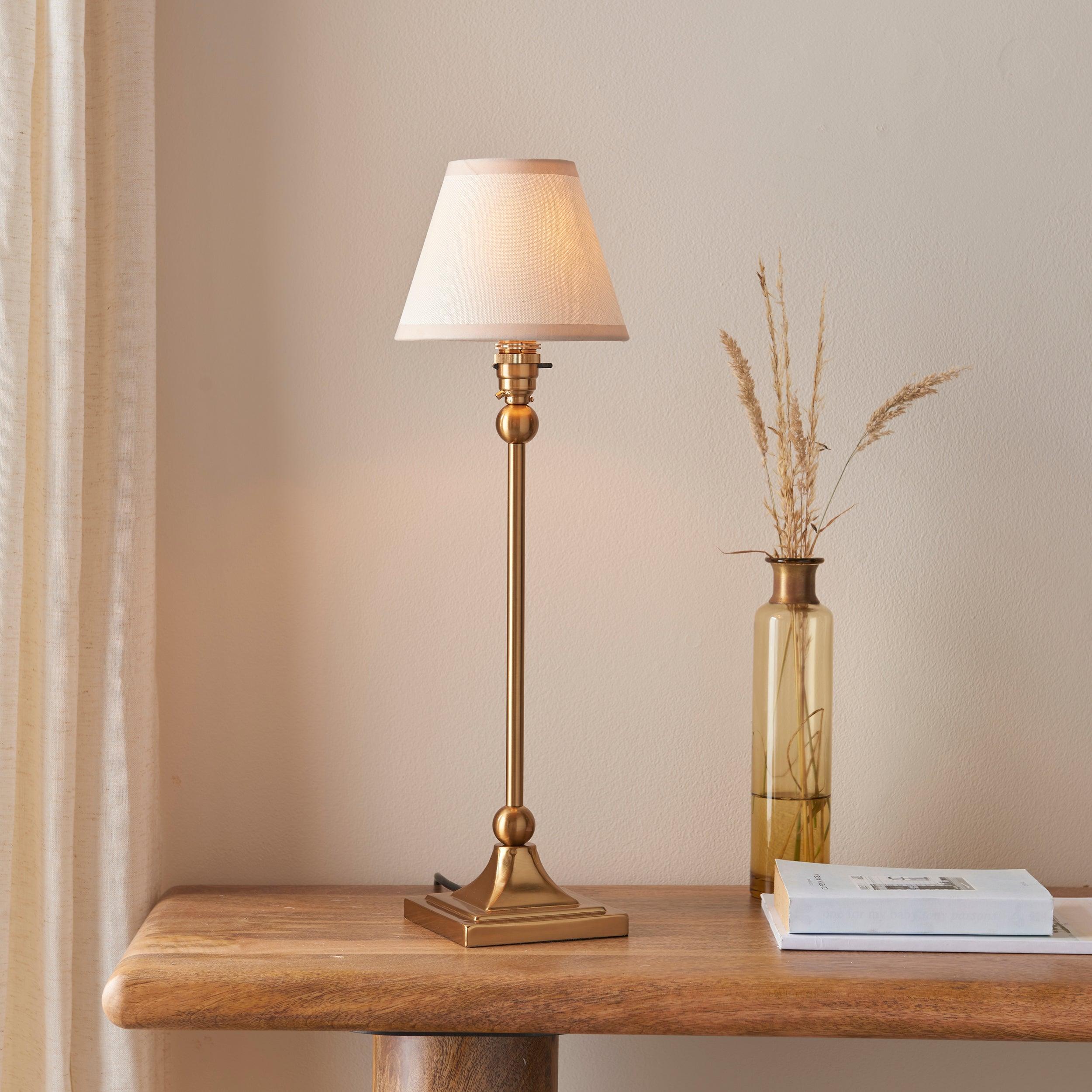 Santiago Brass Table Lamp With White Ivy Shade