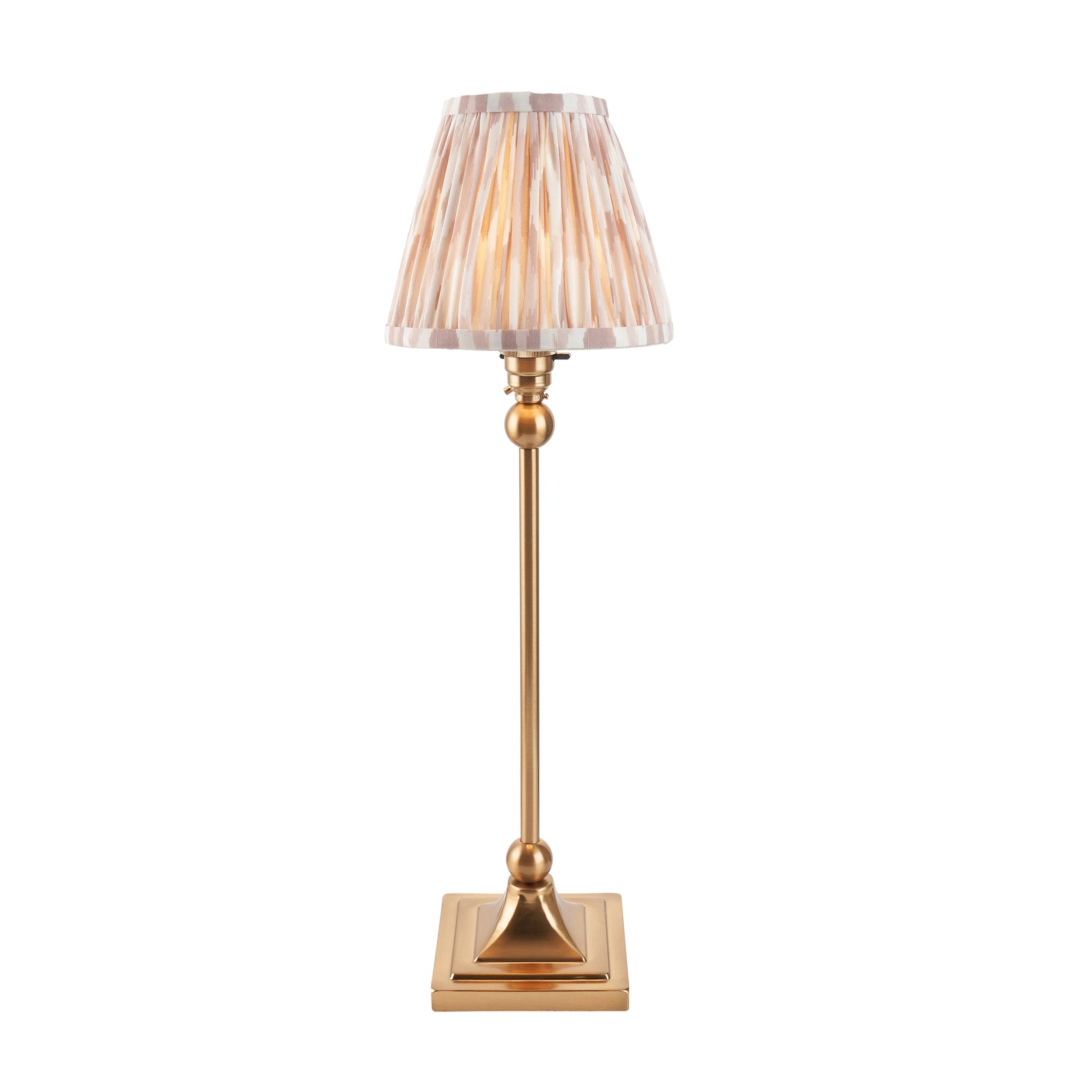 Santiago Brass Table Lamp With Neutral Ikat Shade