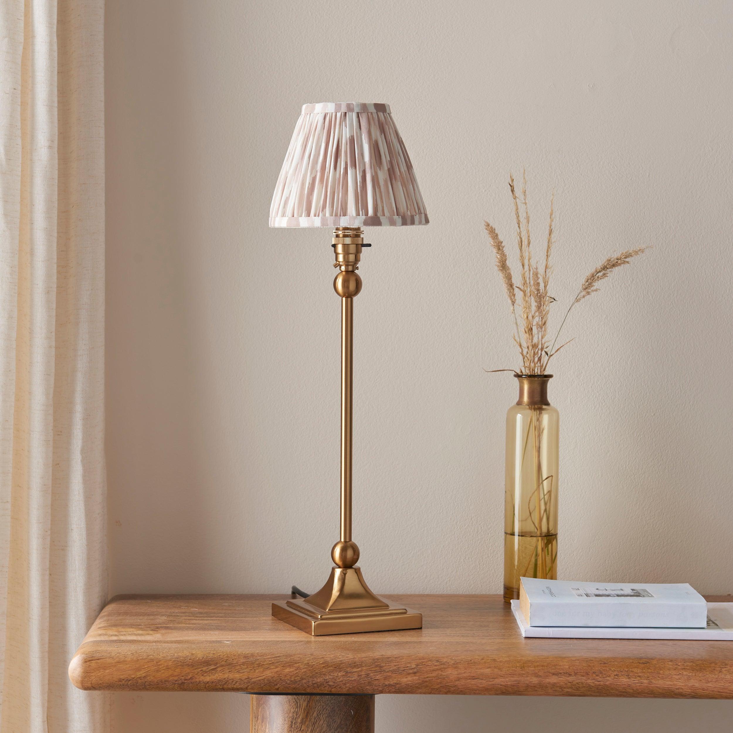 Santiago Brass Table Lamp With Neutral Ikat Shade