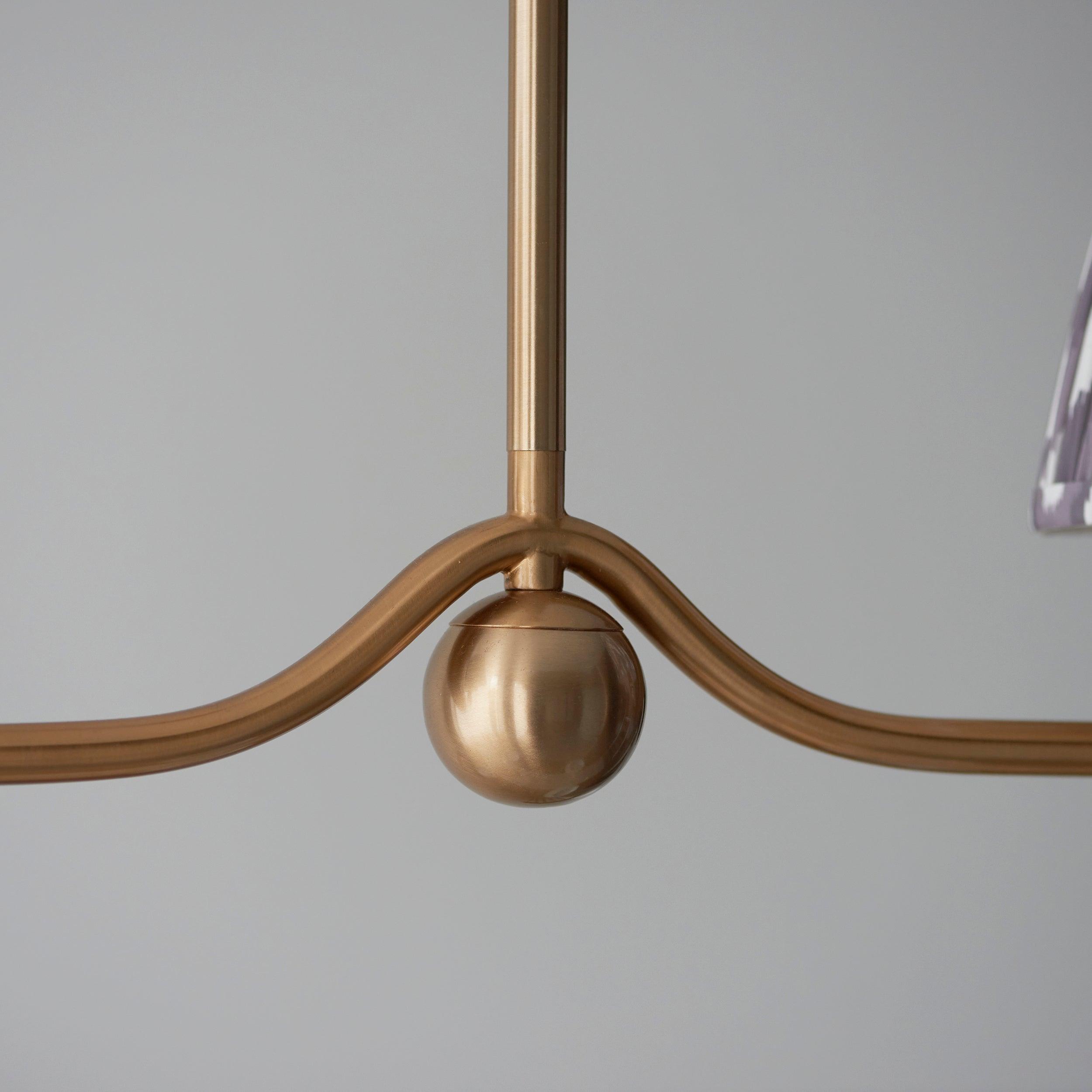 Santiago Brass 4 Light Pendant Ceiling Light With Pearl Grey Ripple 16cm Shades