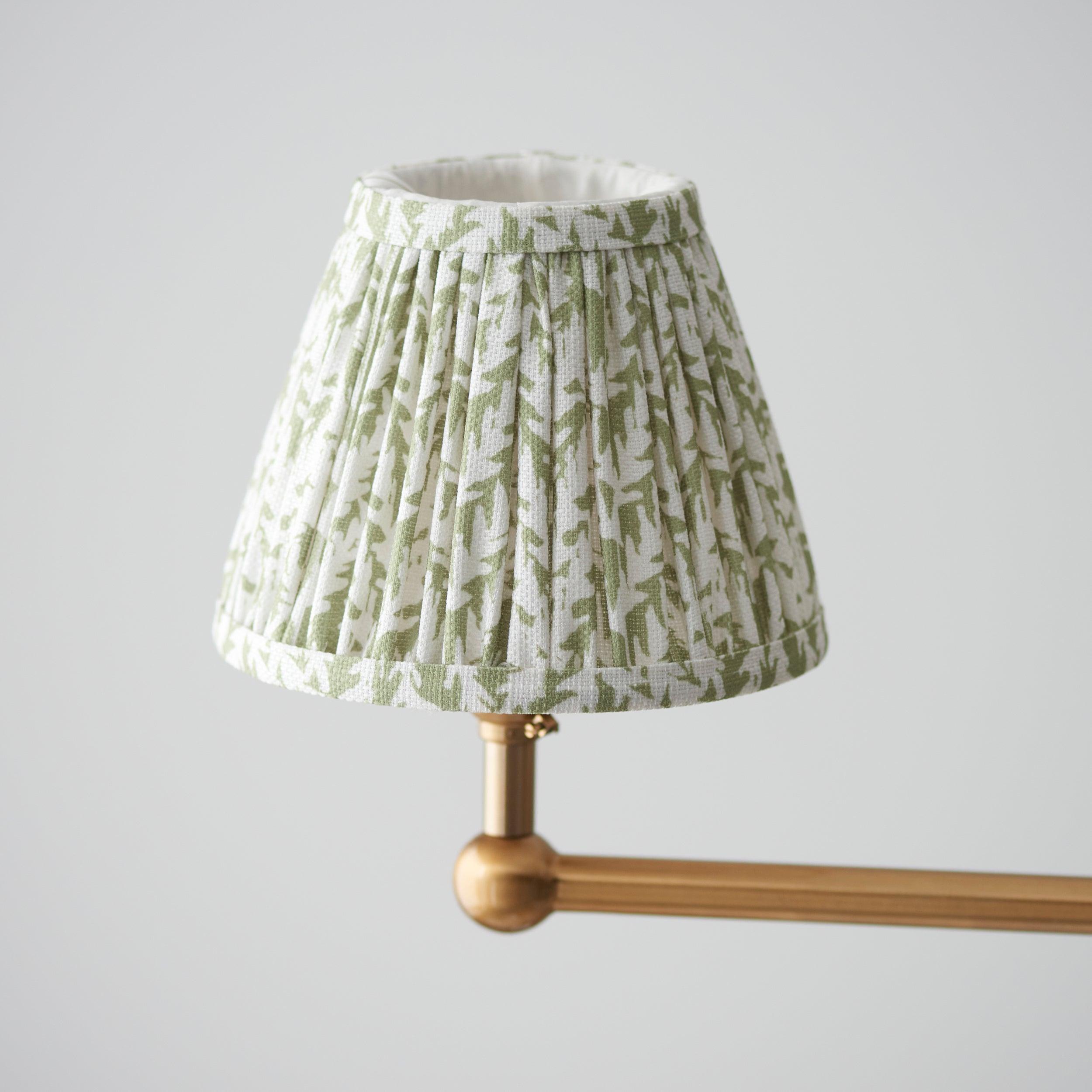 Santiago Brass 4 Light Pendant Ceiling Light With Green Leaf 16cm Shades