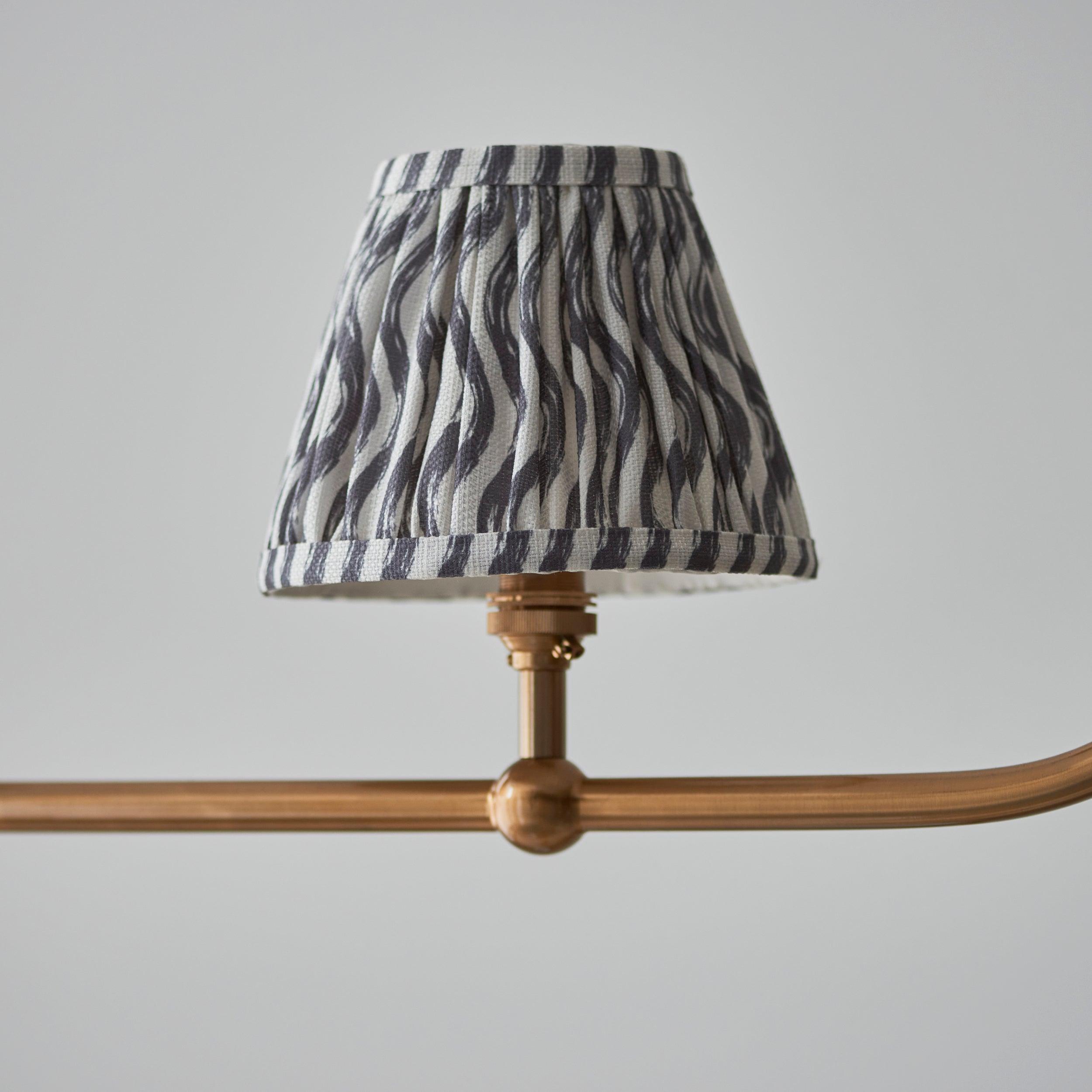 Santiago Brass 4 Light Pendant Ceiling Light With Grey Ripple 16cm Shades