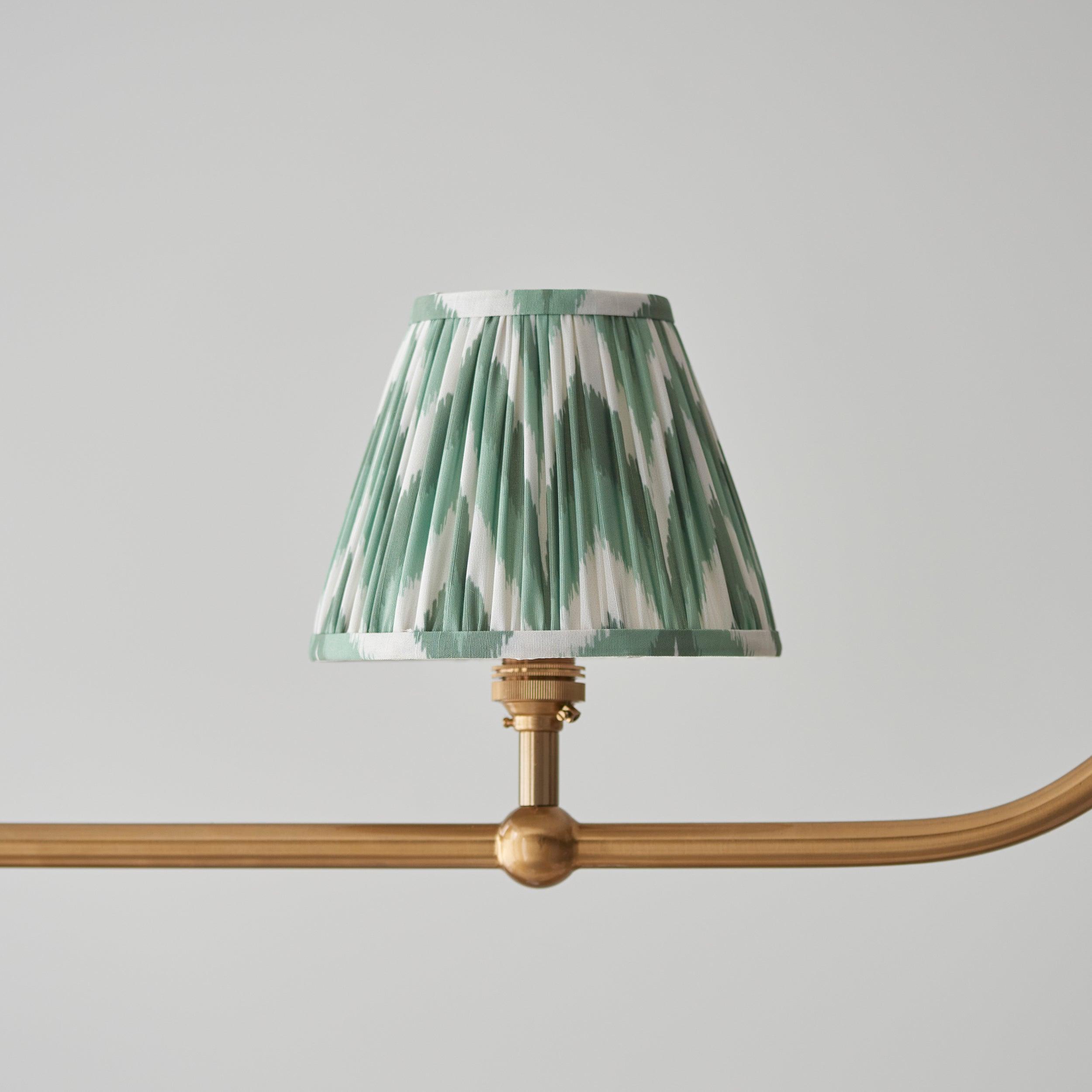 Santiago Brass 4 Light Pendant Ceiling Light With Green Zigzag 16cm Shades