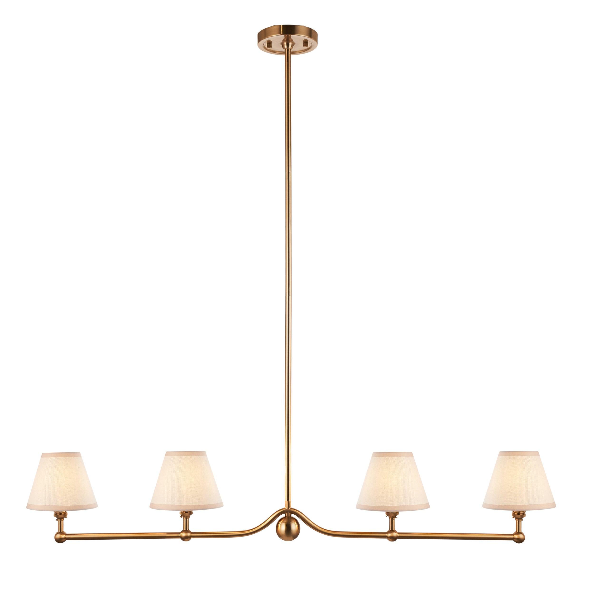Santiago Brass 4 Light Pendant Ceiling Light With White Ivy 16cm Shades