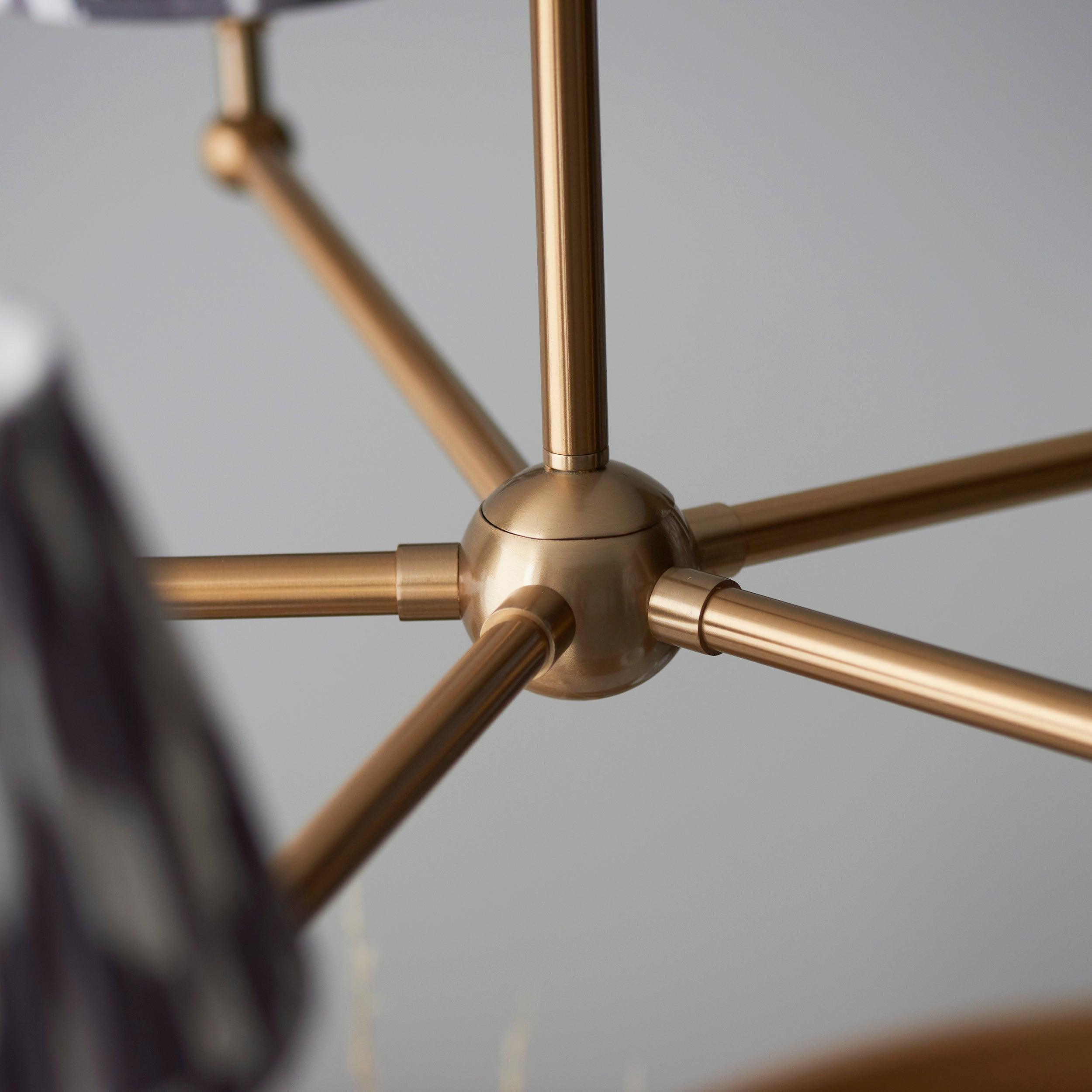 Santiago Brass 5 Light Pendant Ceiling Light With Grey Zigzag 16cm Shades