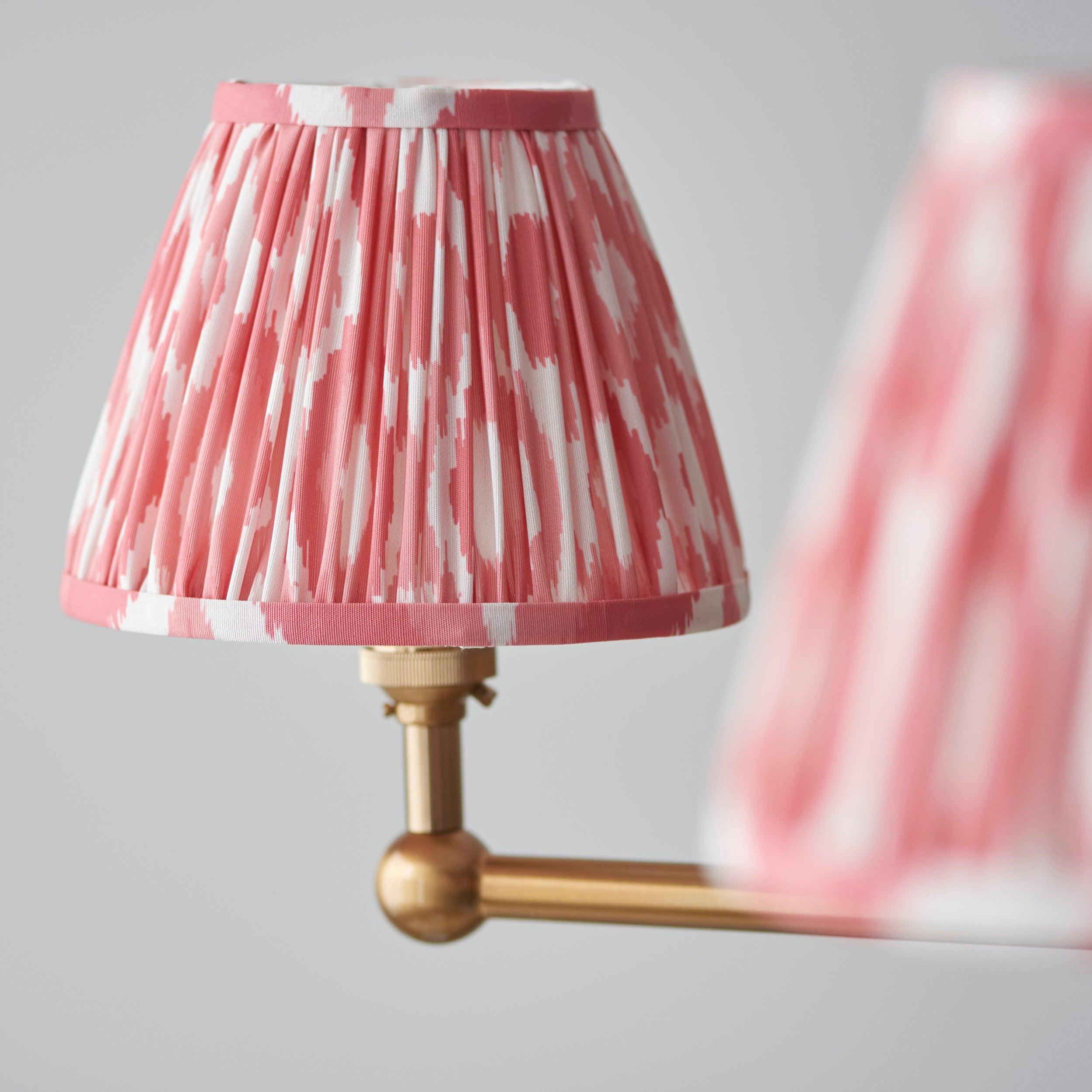 Santiago Brass 5 Light Pendant Ceiling Light With Pink Ikat 16cm Shades