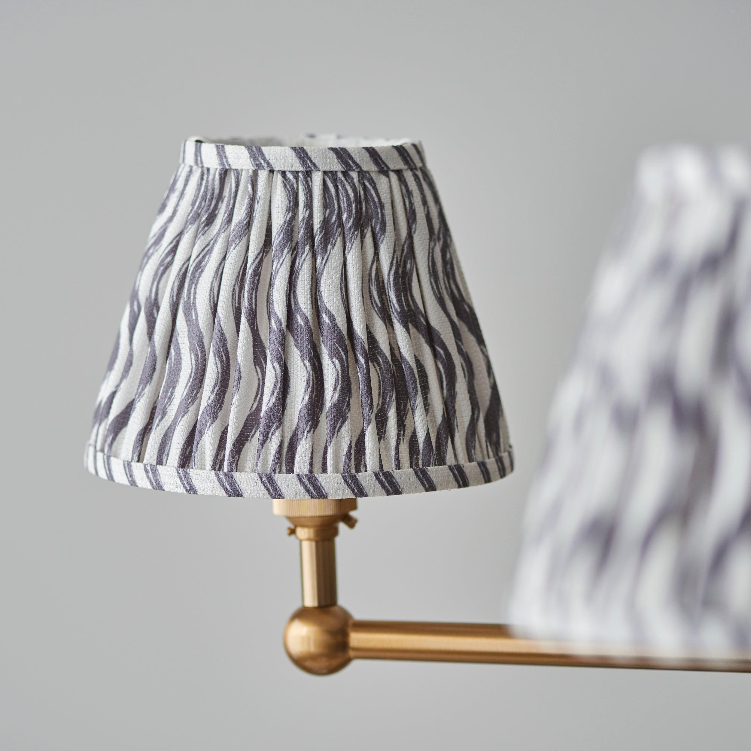 Santiago Brass 5 Light Pendant Ceiling Light With Grey Ripple 16cm Shades