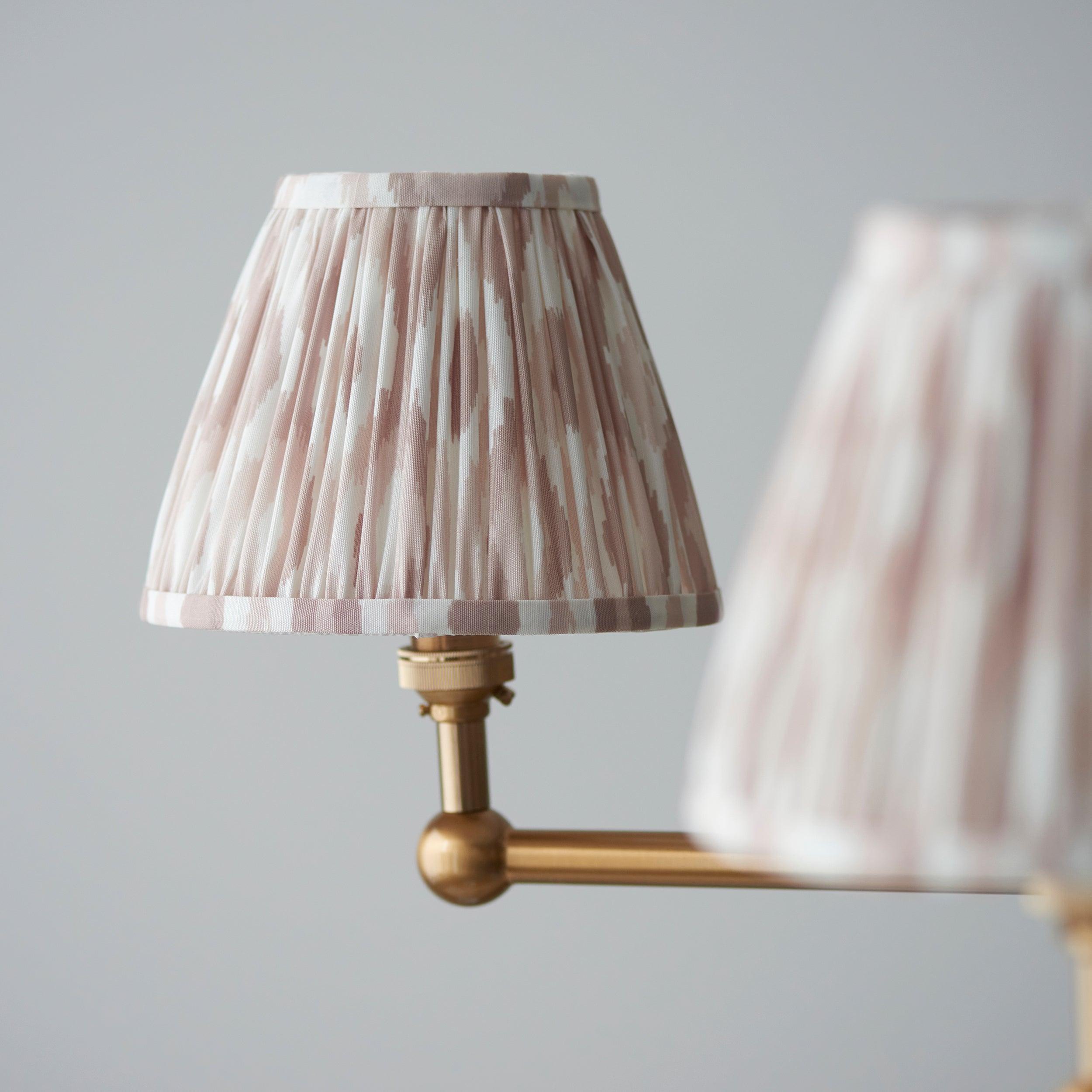 Santiago Brass 5 Light Pendant Ceiling Light With Neutral Ikat 16cm Shades