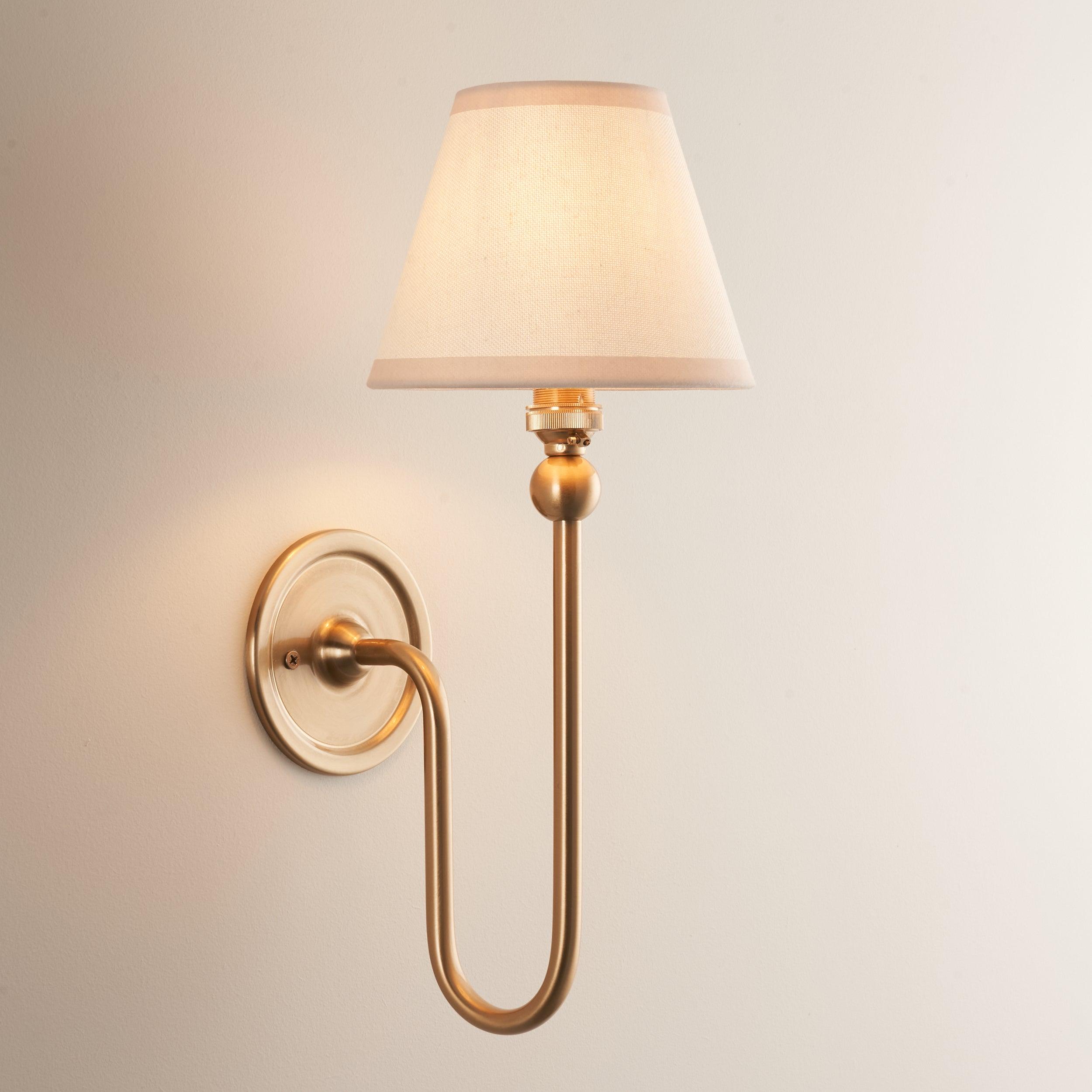 Santiago Long Line Brass Wall Light With White Ivy 16cm Shade