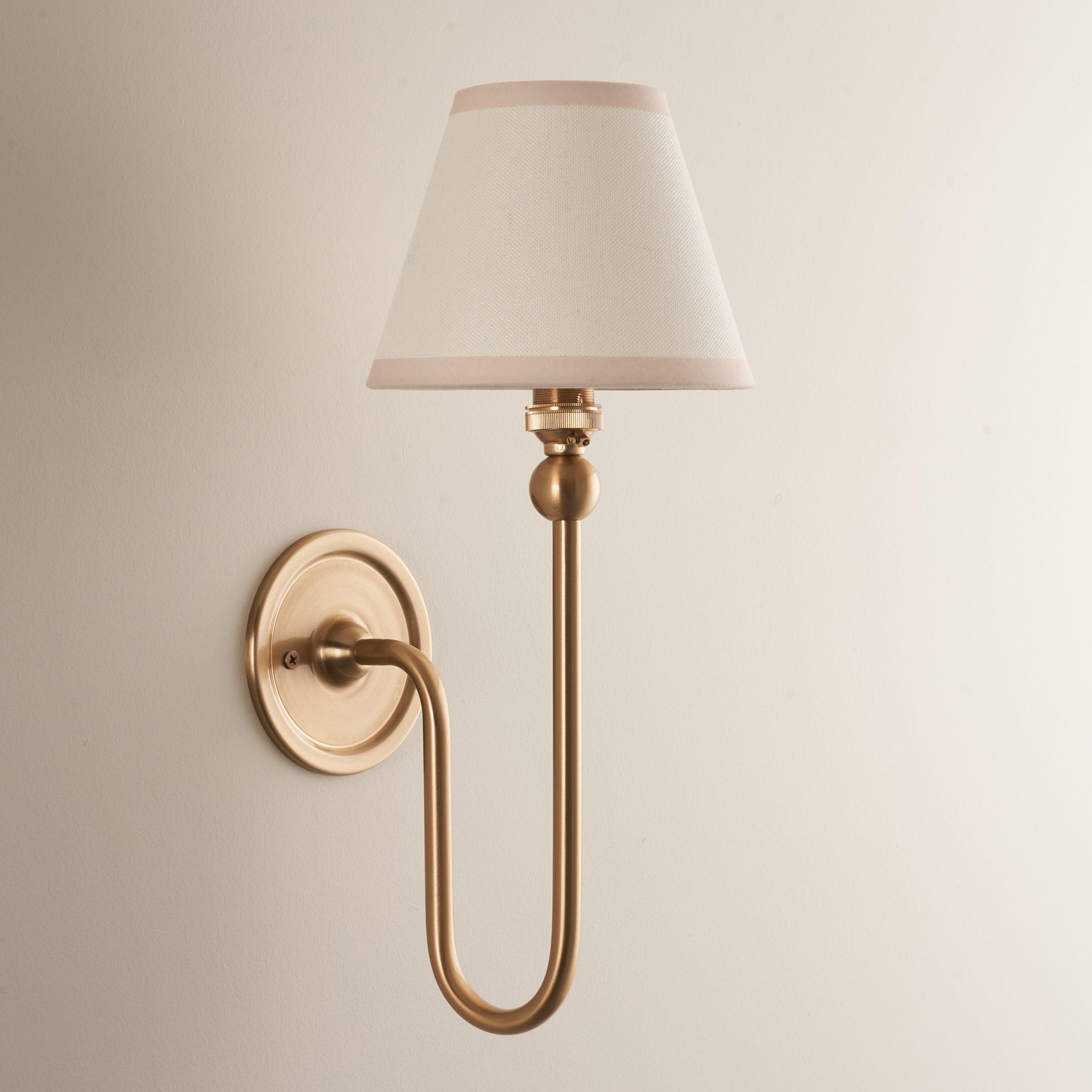Santiago Long Line Brass Wall Light With White Ivy 16cm Shade