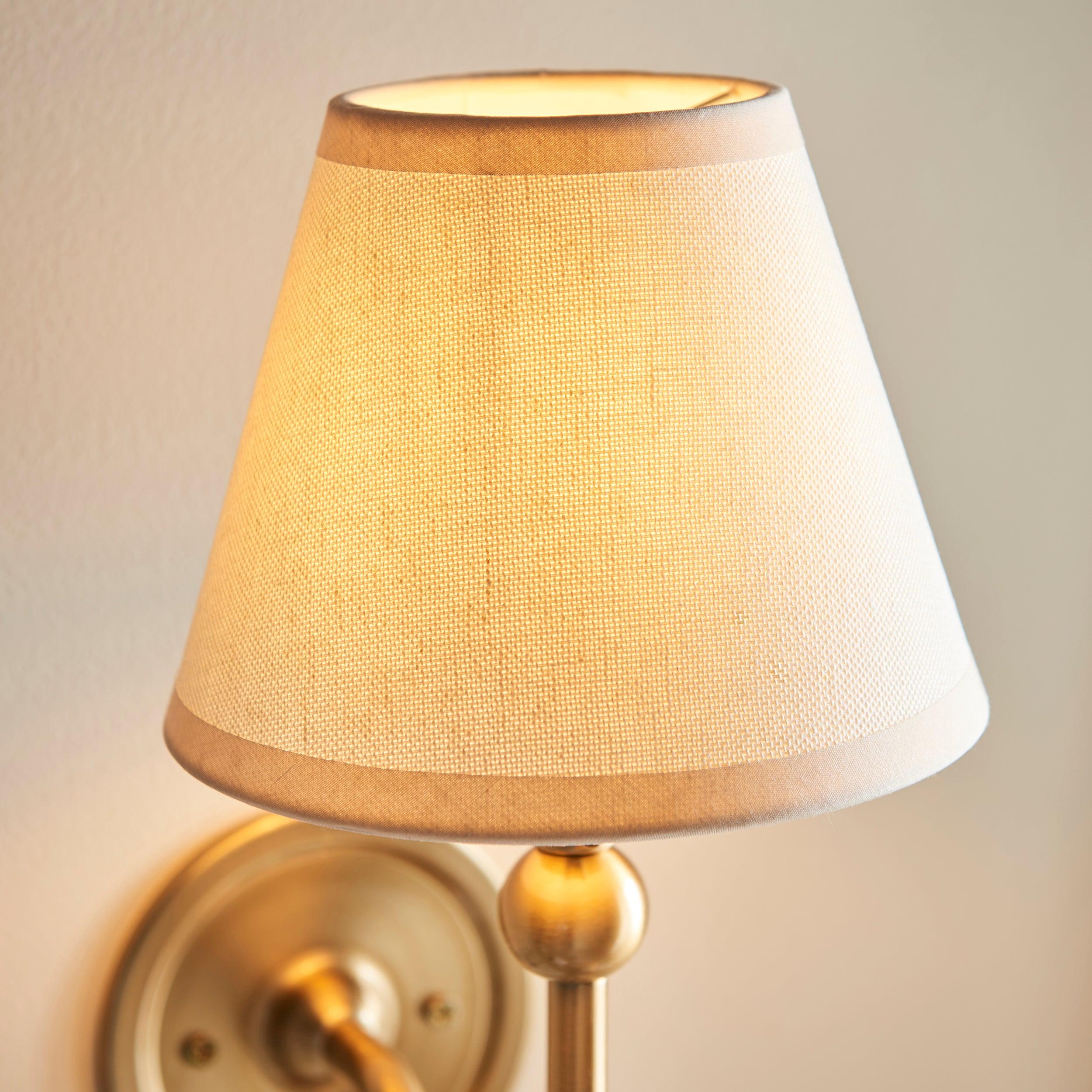 Santiago Long Line Brass Wall Light With White Ivy 16cm Shade