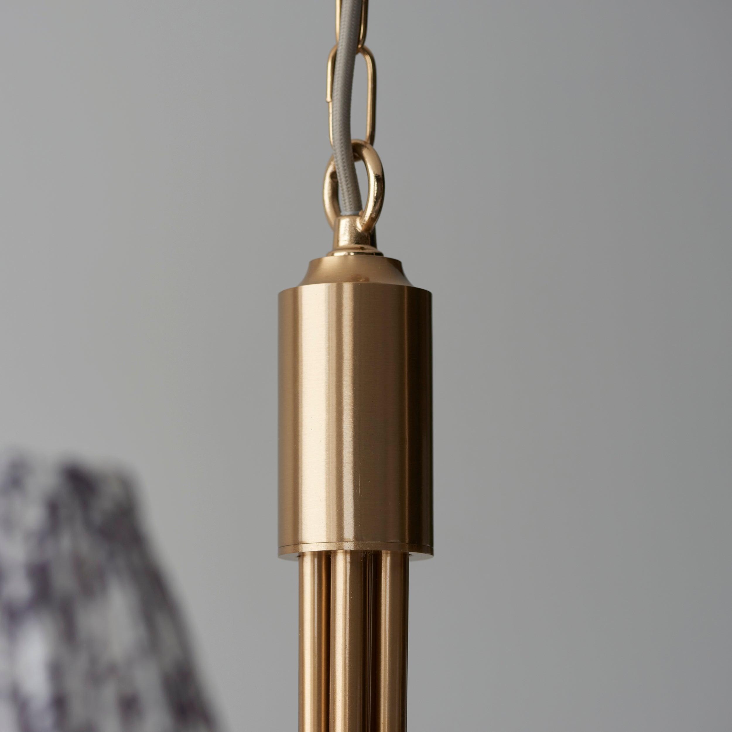 Santiago Brass Chandelier With Grey Leaf 16cm Shades