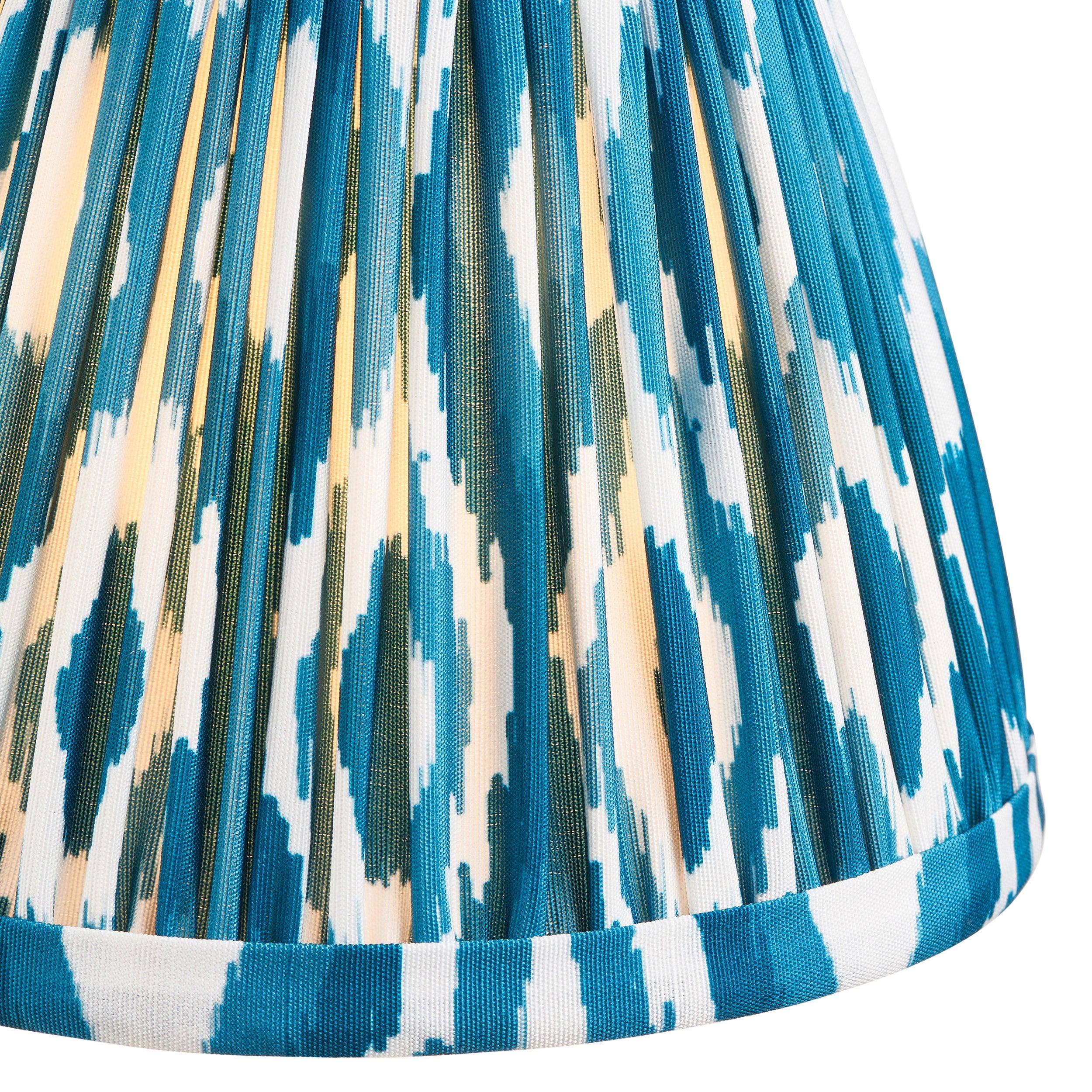 Santiago Brass Chandelier With Blue Ikat 16cm Shades
