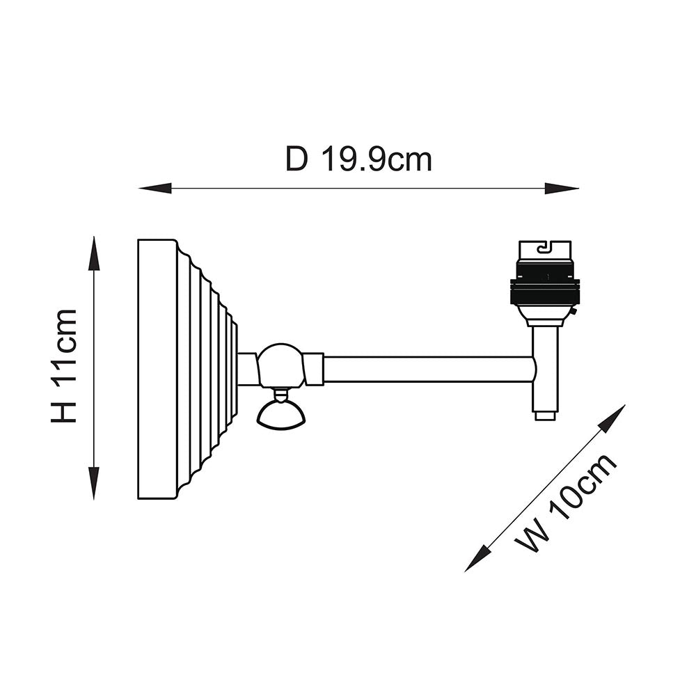 Obelisk Fold Brass Wall Light Fitting — close-up detail
