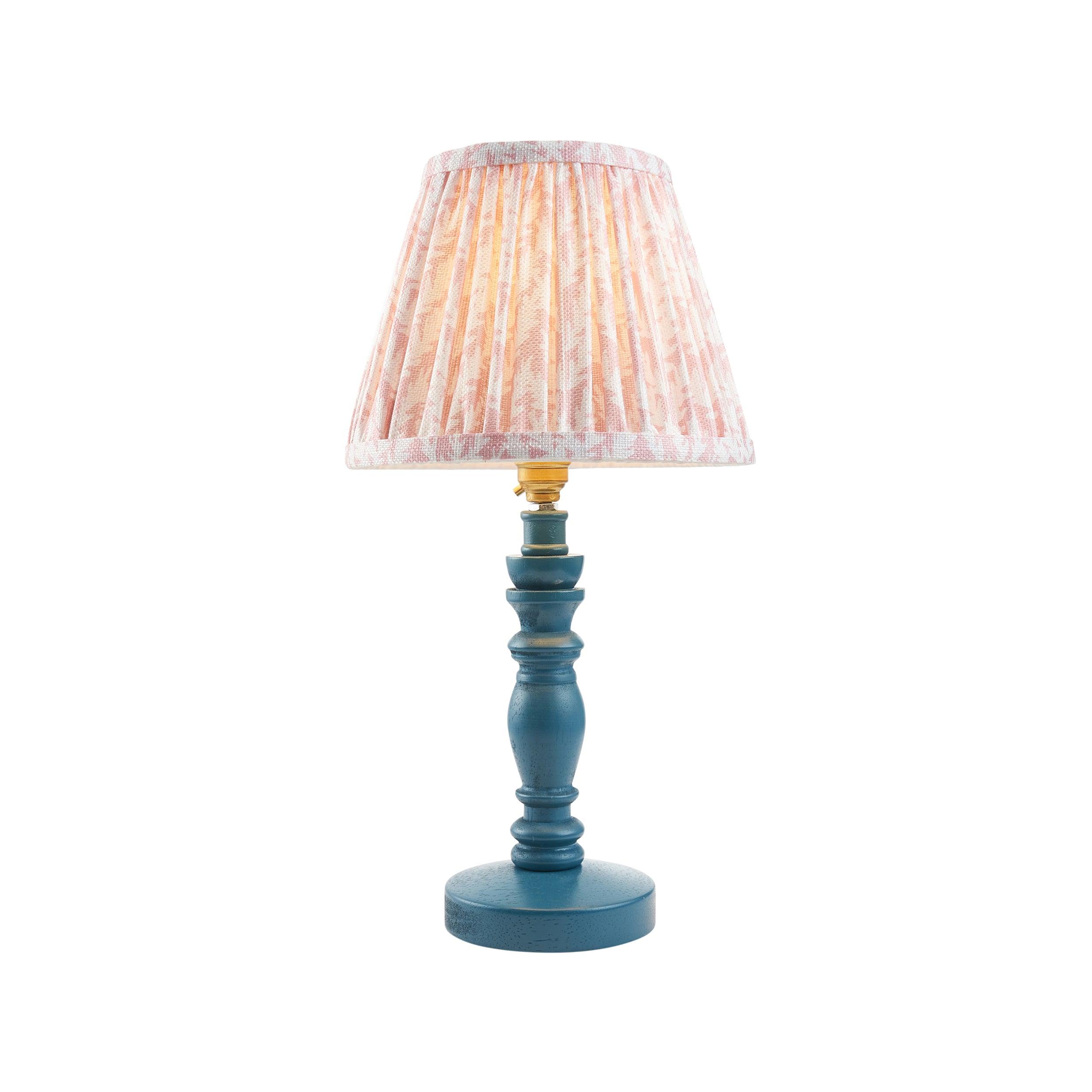 Bibury Blue Table Lamp & Leaf 20cm Peachy Keen Shade
