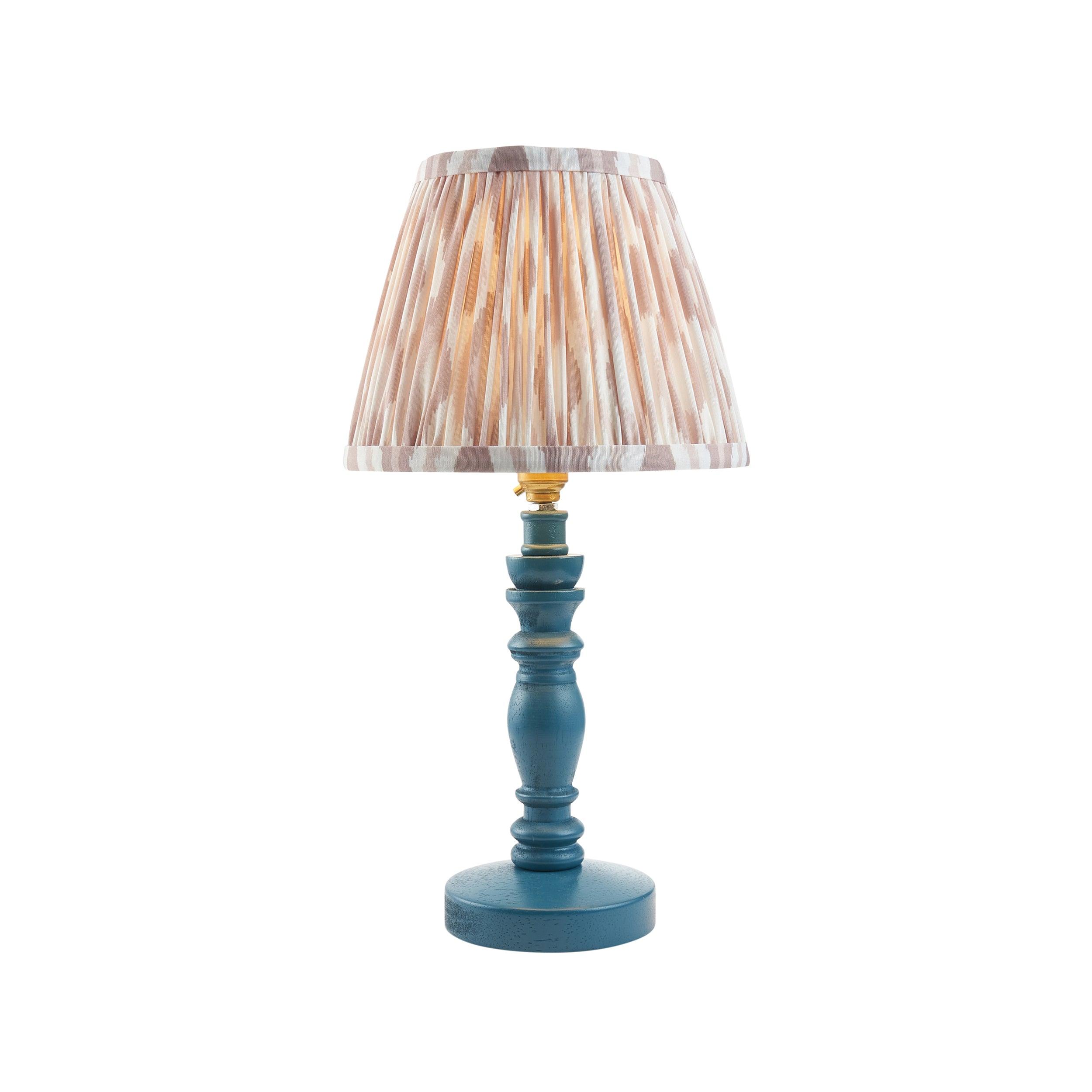 Bibury Blue Table Lamp & Ikat 20cm Neutral Shade