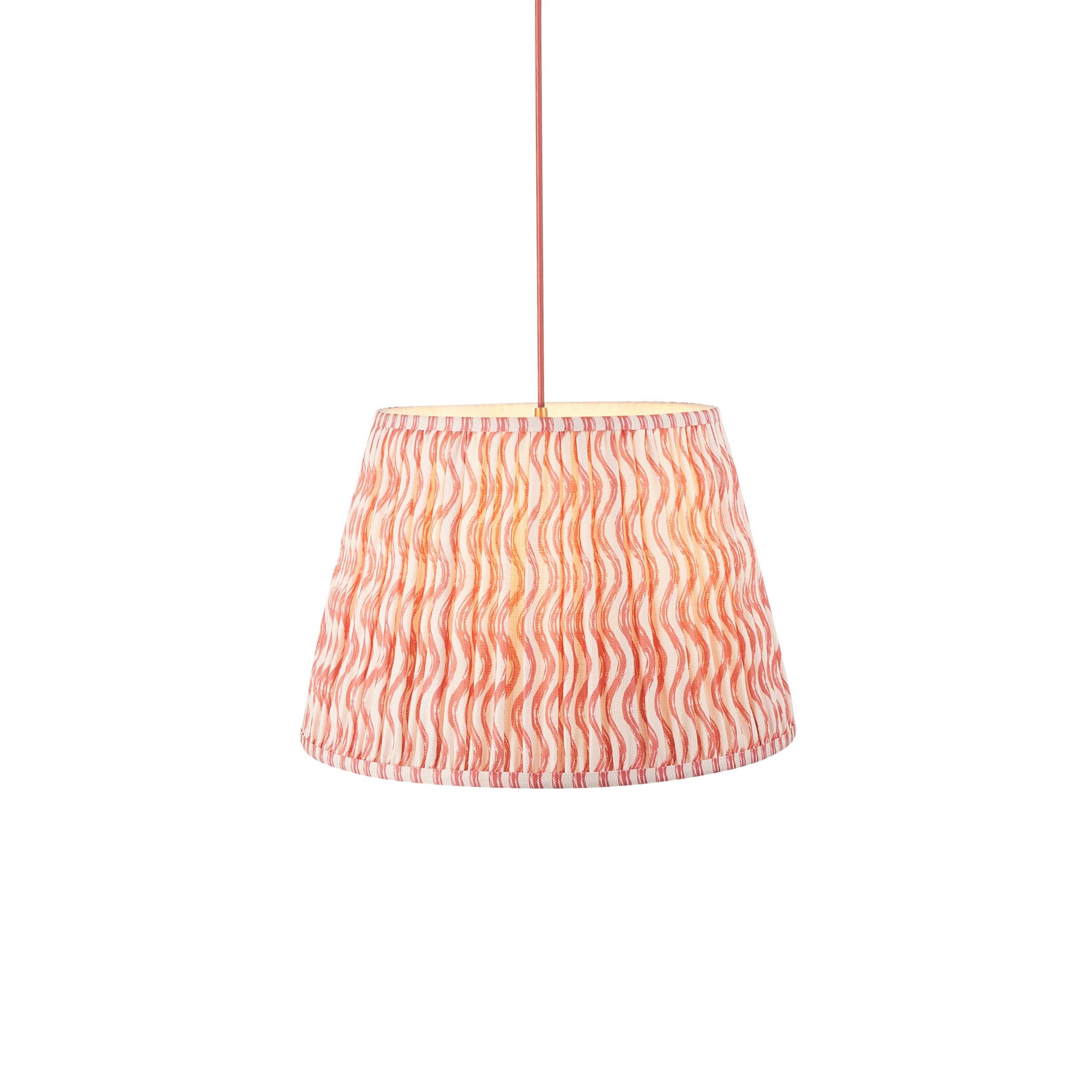 Eltham Ceiling Pendant Light With Red Flex and Pink Ripple 40cm Shade