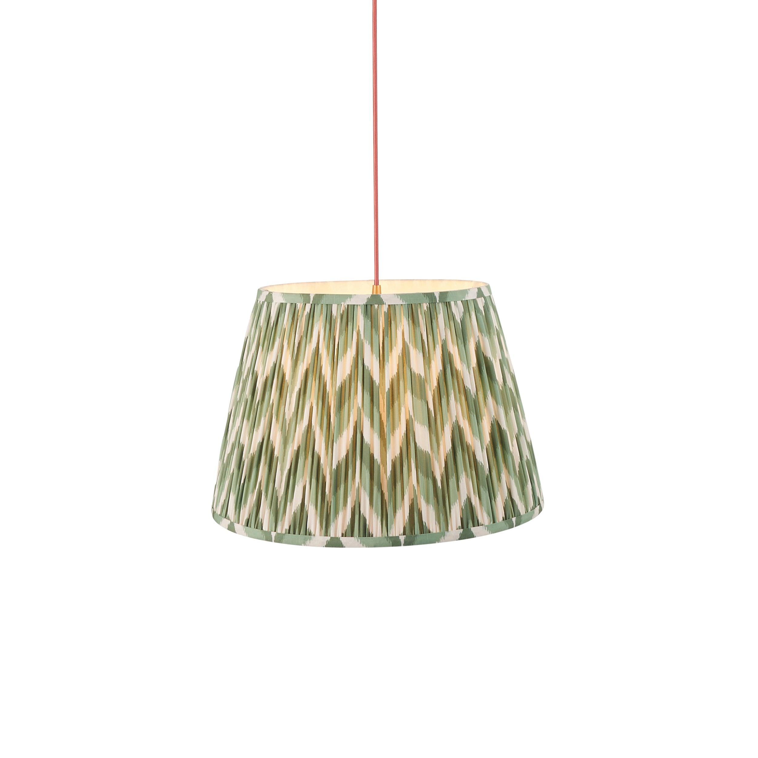 Eltham Ceiling Pendant Light With Red Flex and Green Zigzag 40cm Shade