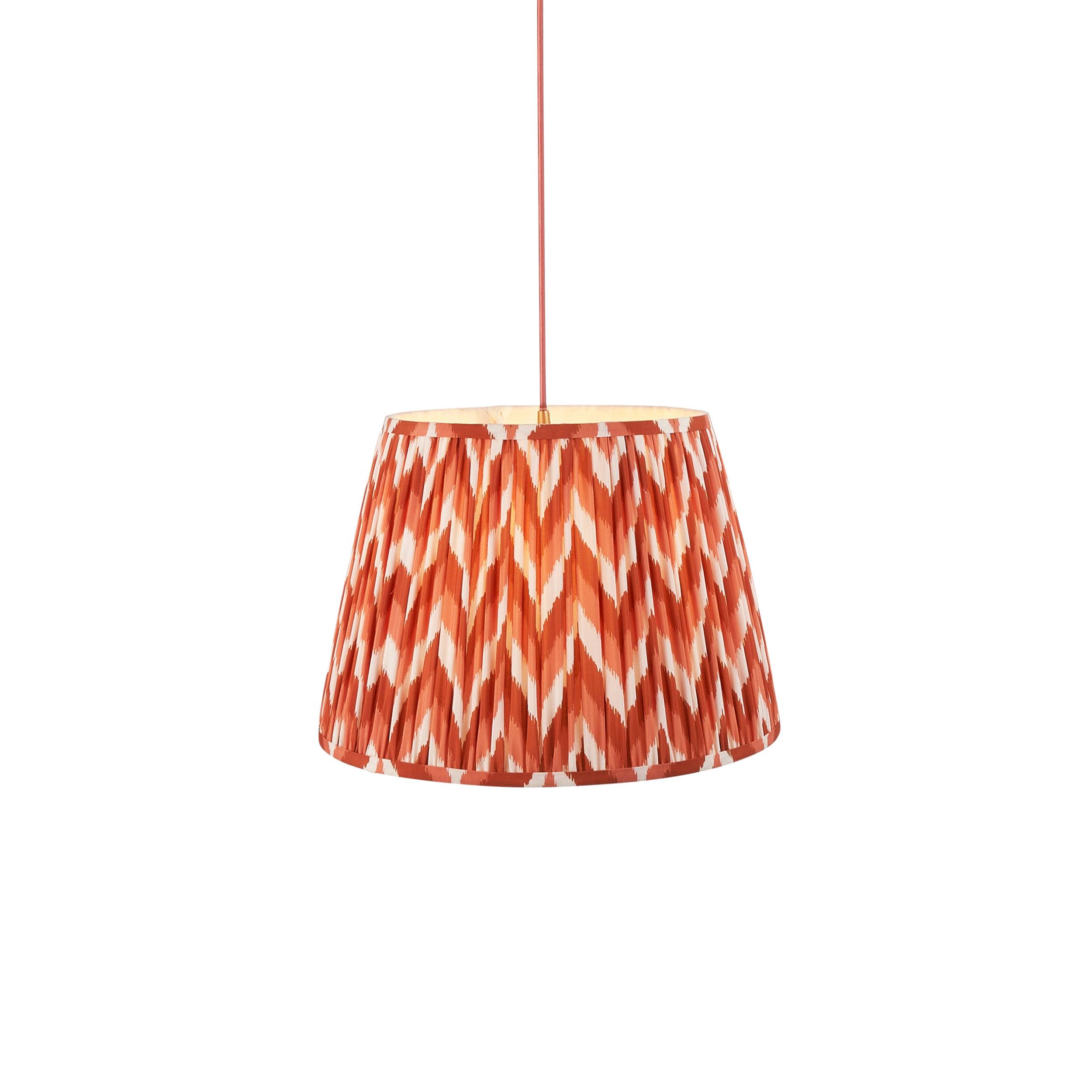 Eltham Ceiling Pendant Light With Red Flex and Orange Zigzag 40cm Shade