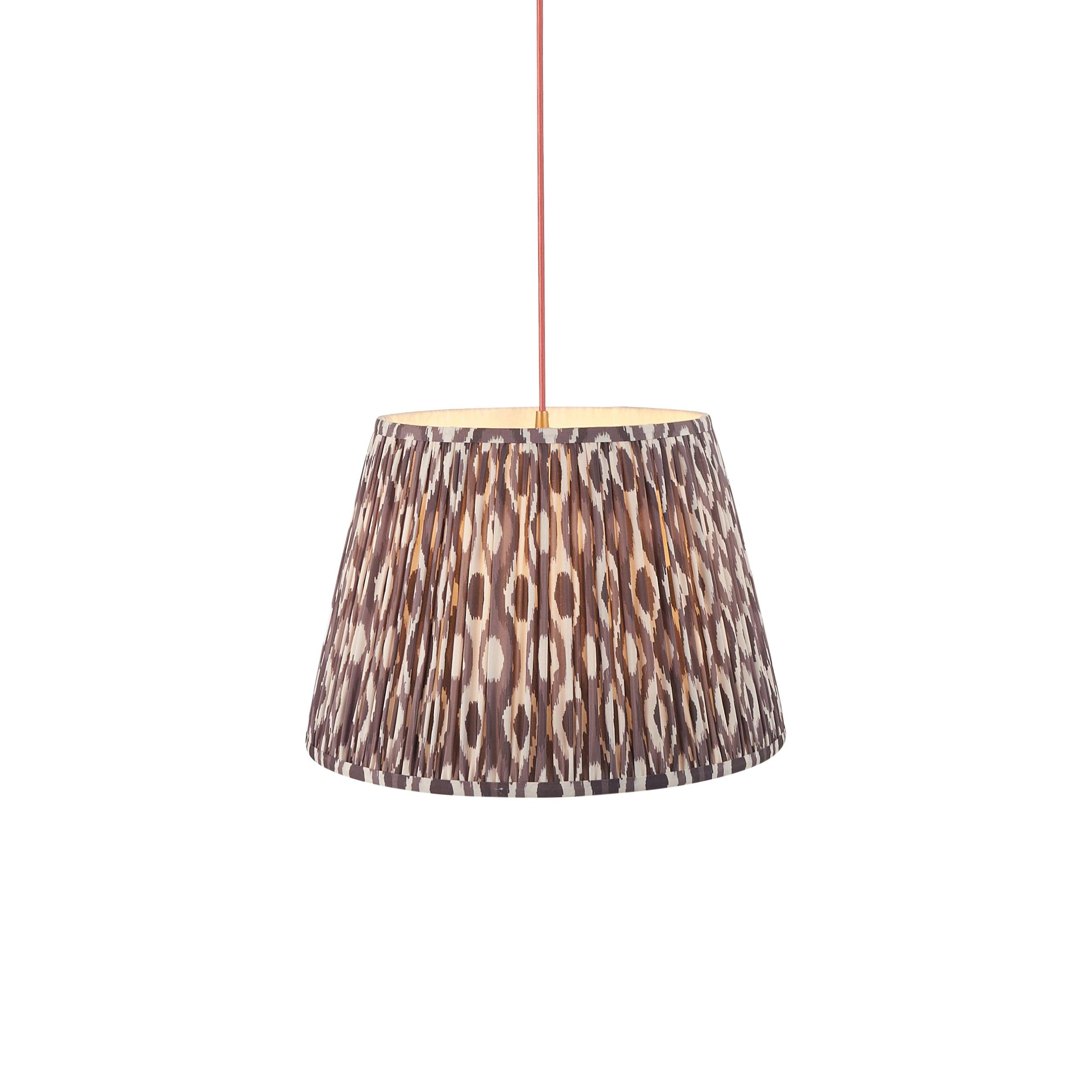 Eltham Ceiling Pendant Light With Red Flex and Grey Ikat 40cm Shade