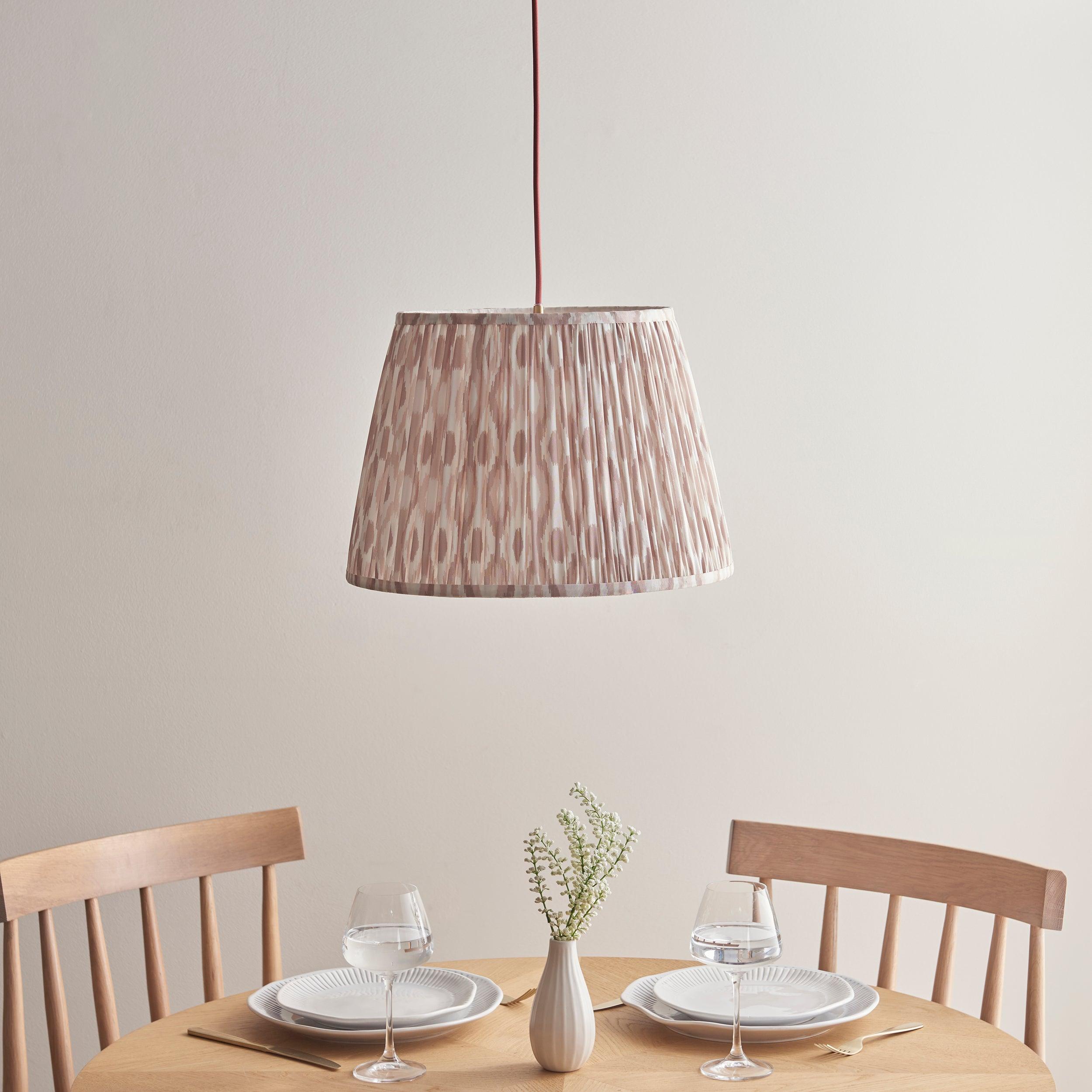 Eltham Ceiling Pendant Light With Red Flex and Neutral Ikat 40cm Shade