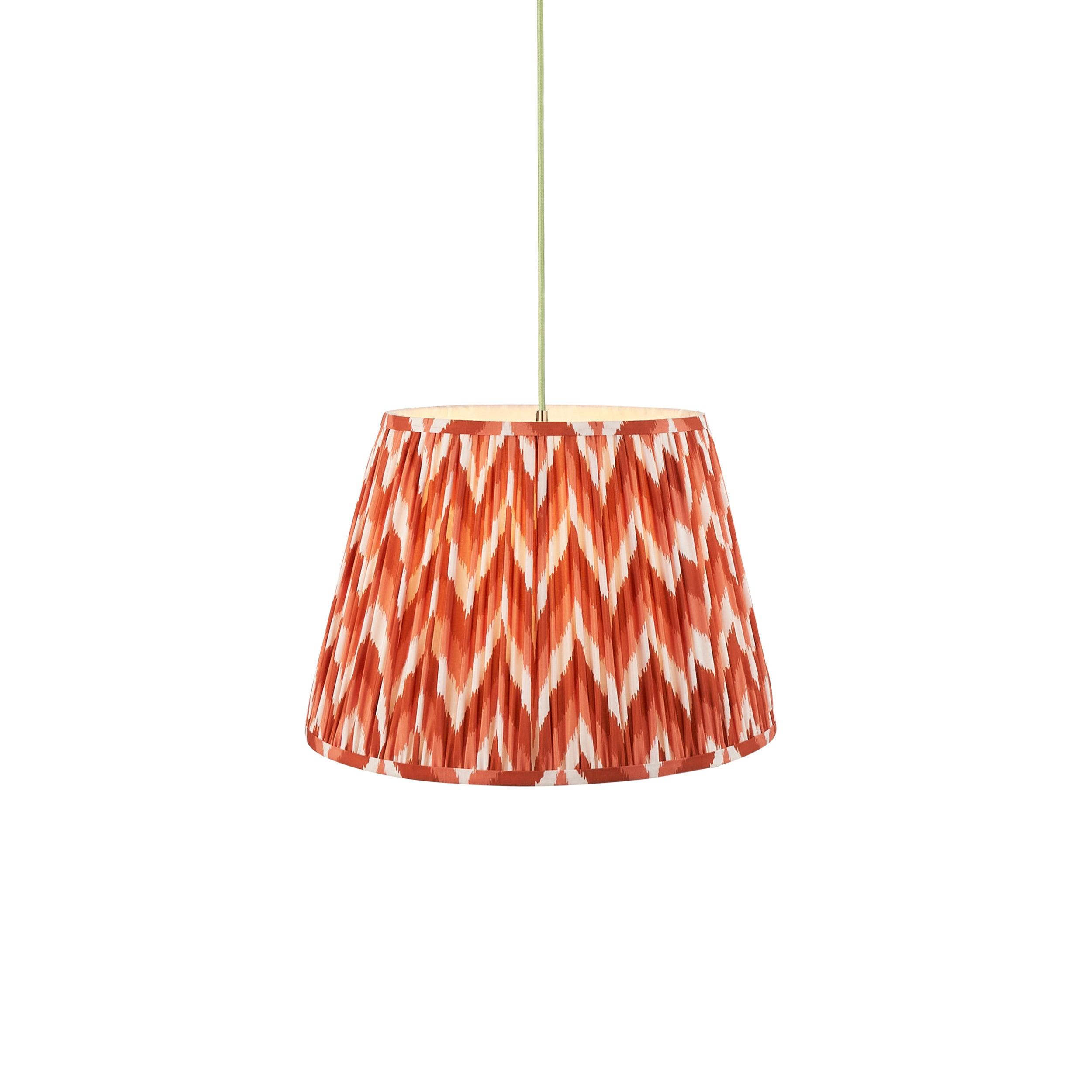 Eltham Ceiling Pendant Light With Green Flex and Orange ZIgzag 40cm Shade