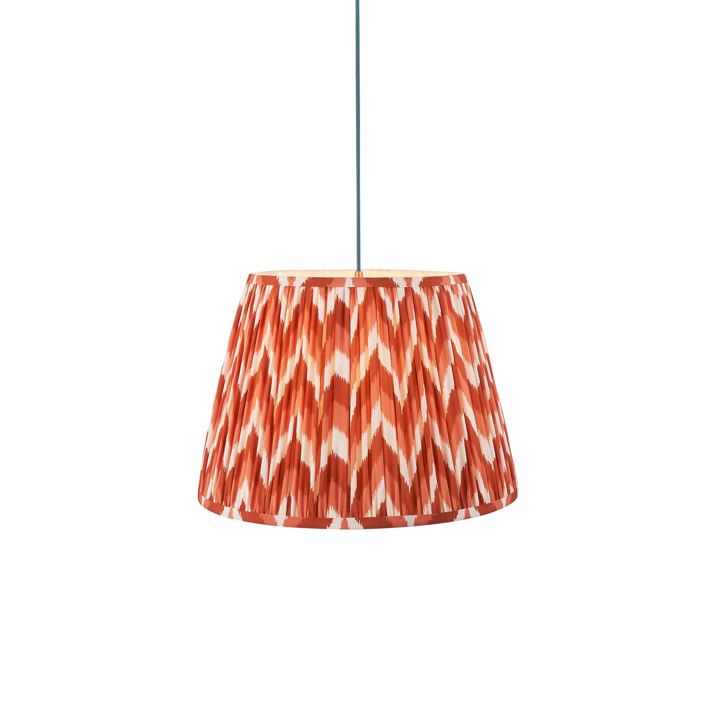 Eltham Ceiling Pendant Light With Blue Flex and Large Orange Zigzag 40cm Shade