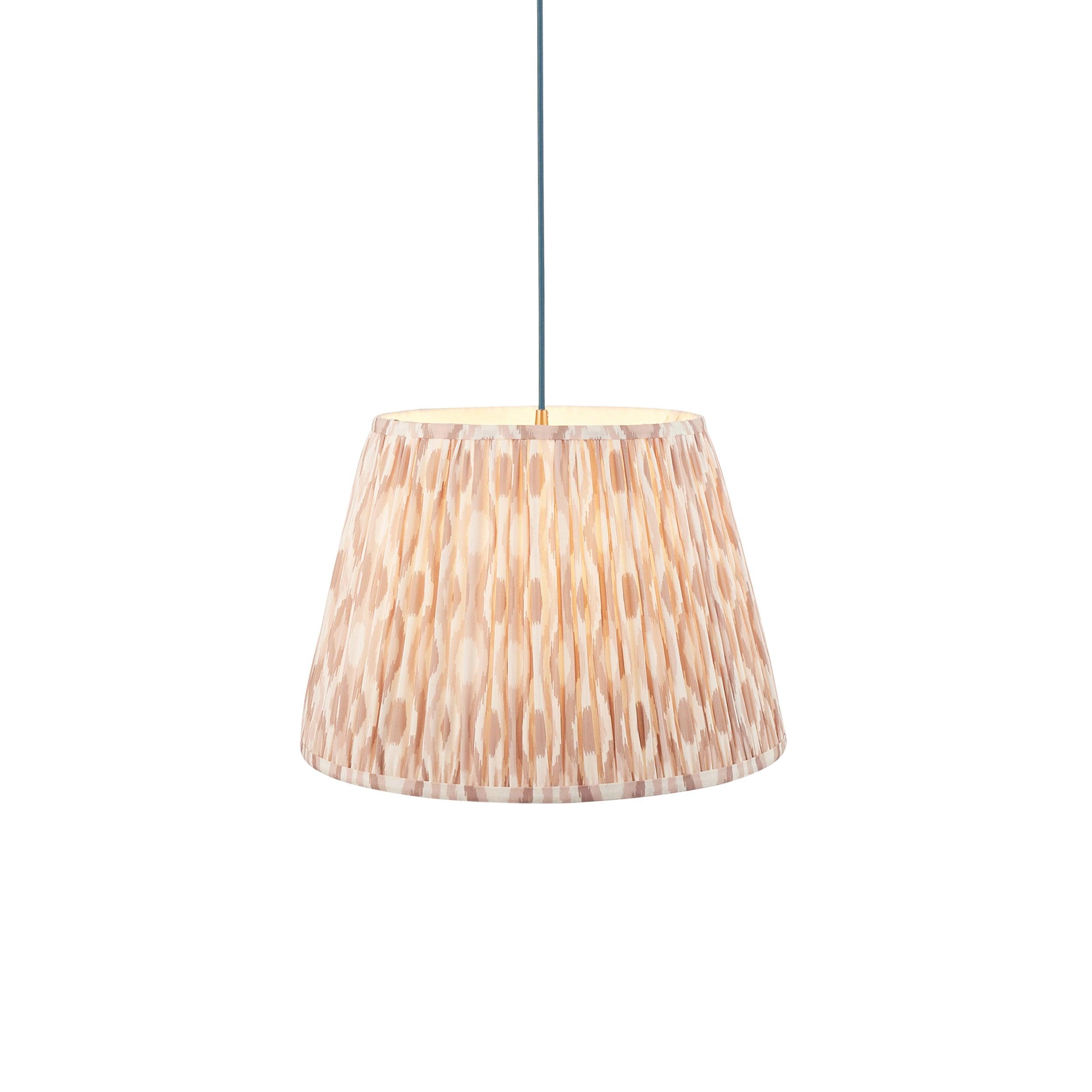 Eltham Ceiling Pendant Light With Blue Flex and Large Neutral Ikat 40cm Shade