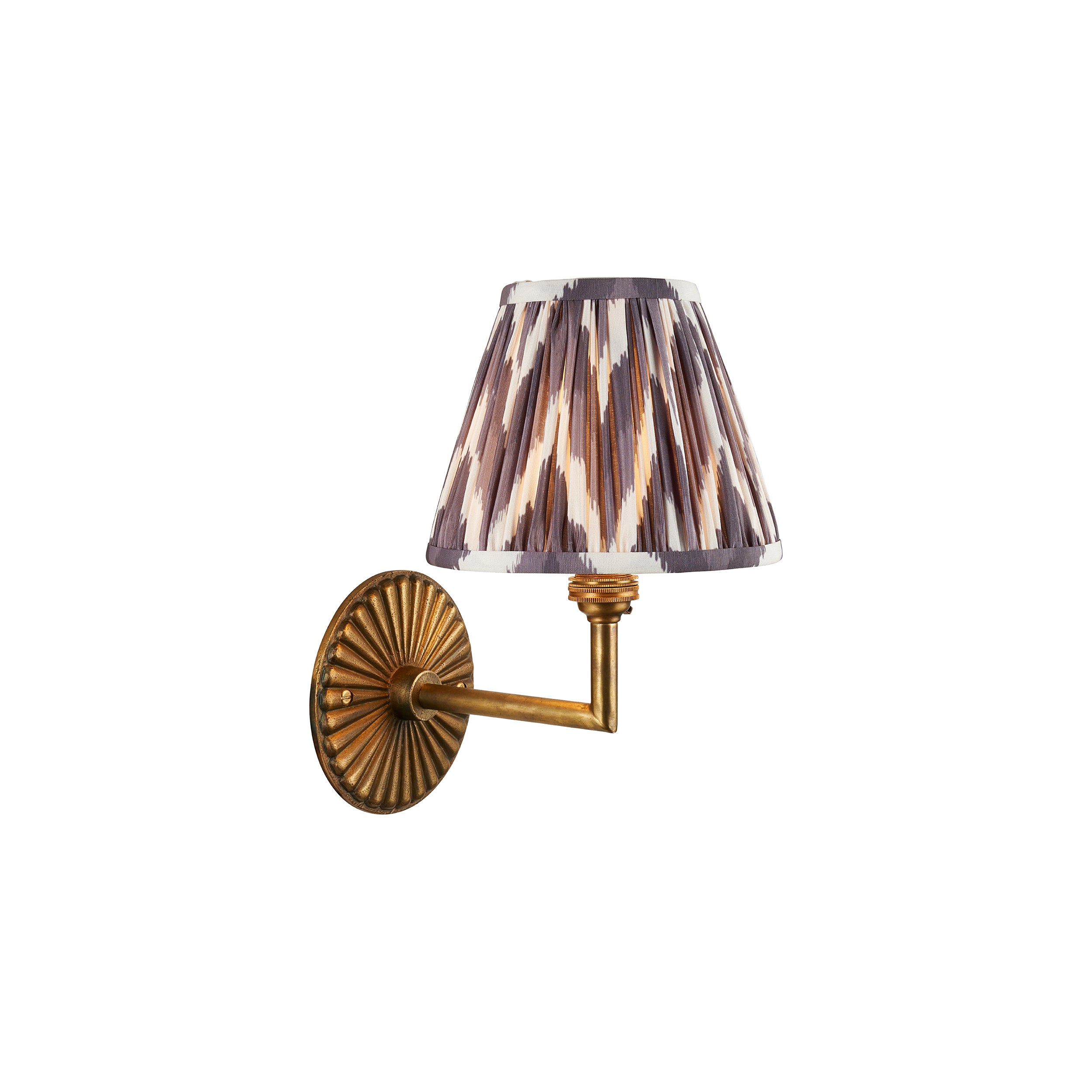 Dahlia Angle Brass Patina Wall Light & Grey Zigzag 16cm Shade 115317 by Endon Lighting