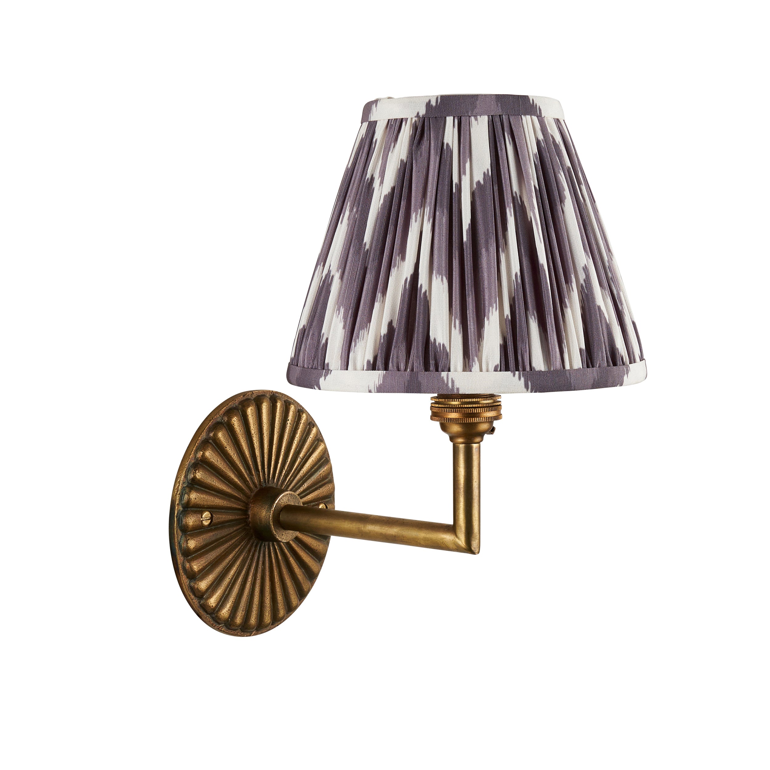Dahlia Angle Brass Patina Wall Light & Grey Zigzag 16cm Shade