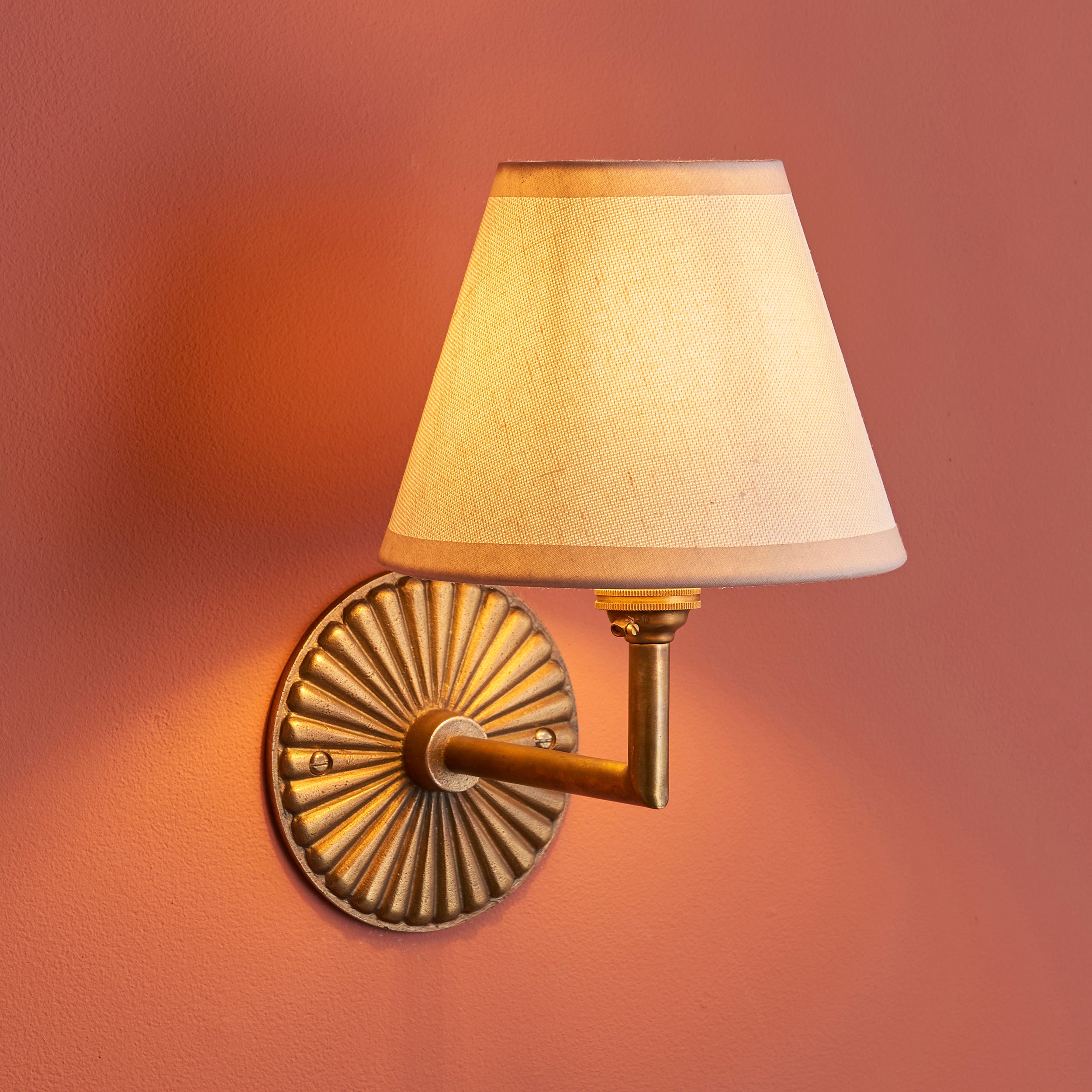 Dahlia Angle Brass Patina Wall Light & White Ivy 16cm Shade