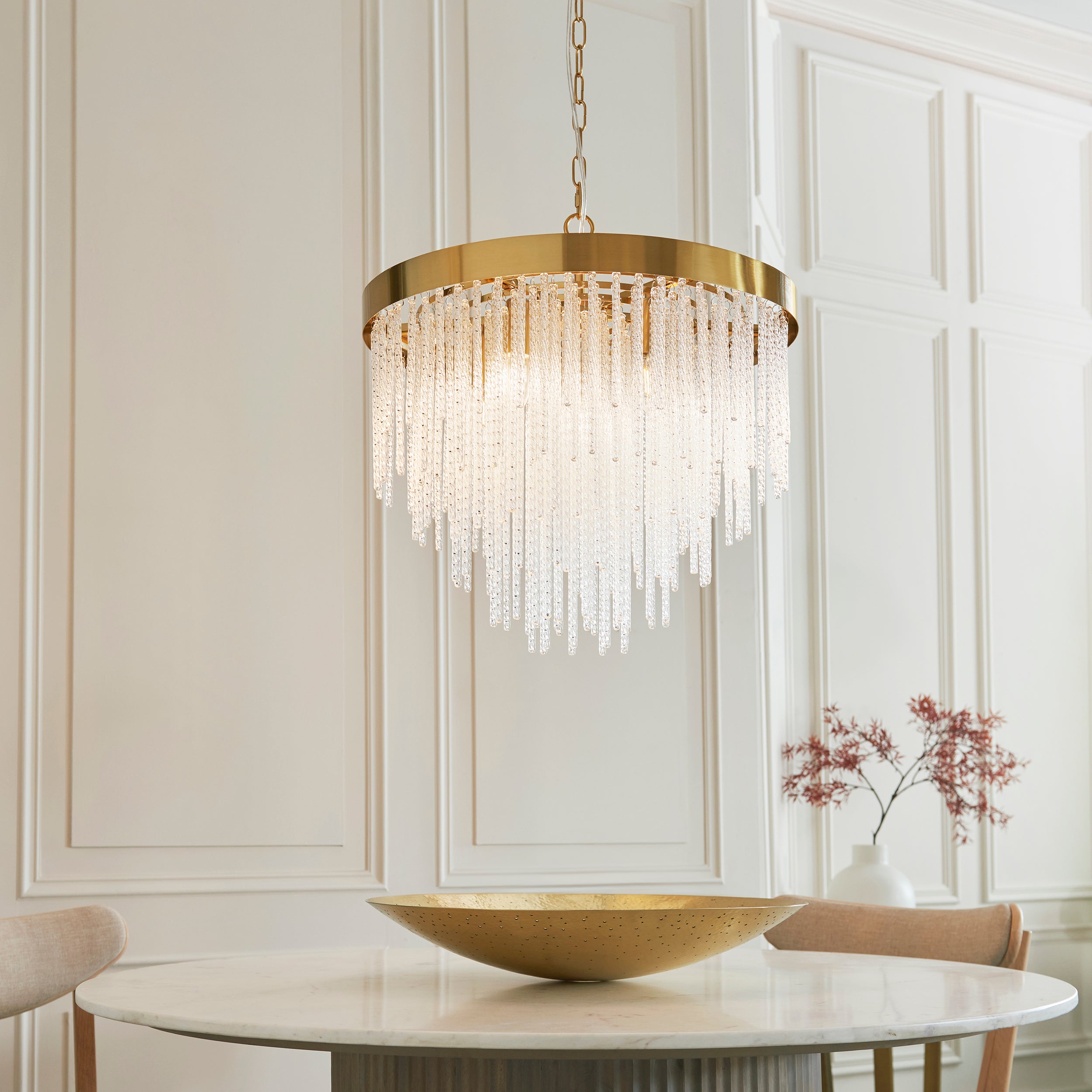 Anistoria 5 Light Brass Pendant - Glass Rods